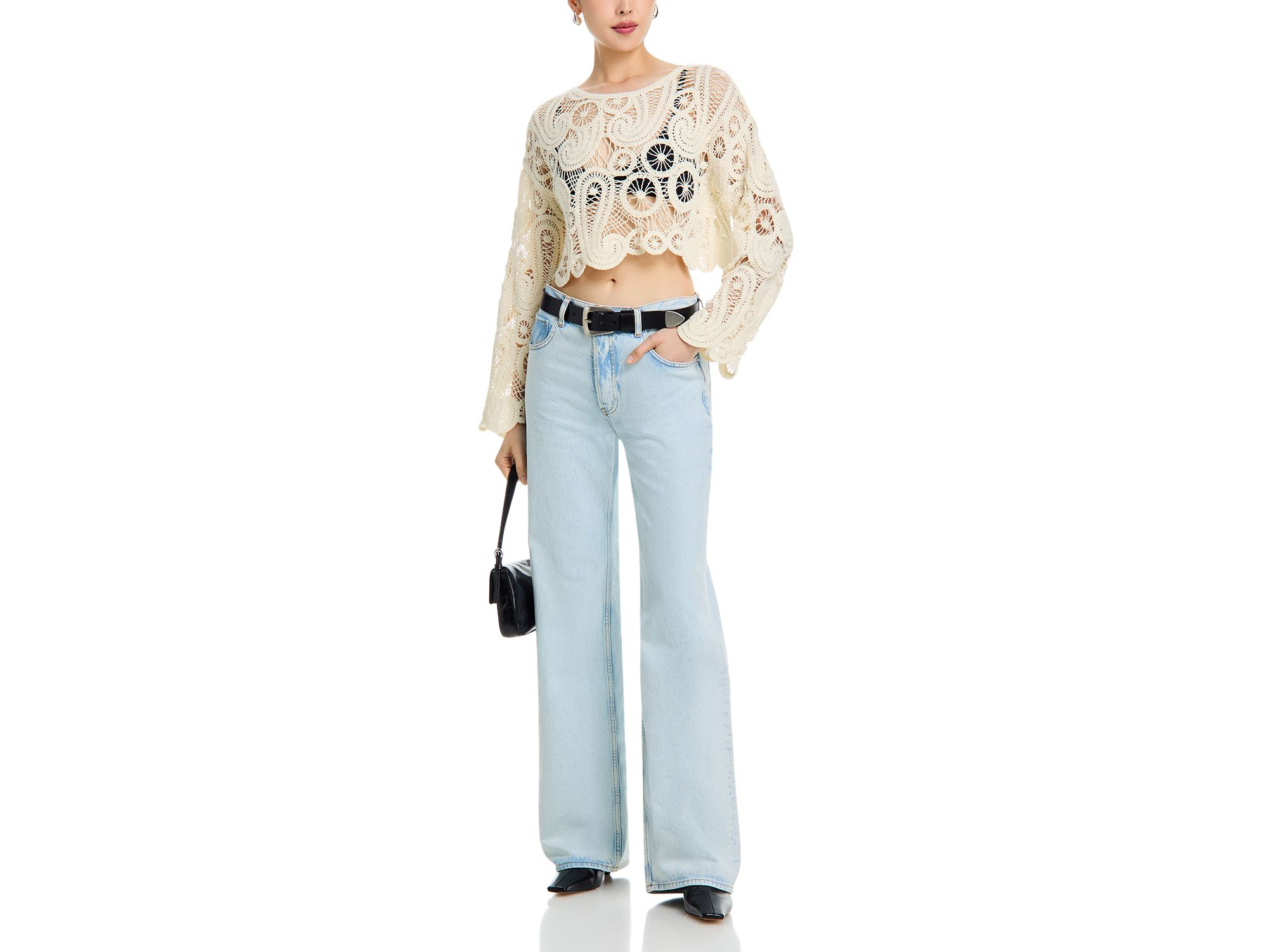 Long Sleeved Paisley Crochet Top - Exclusive — Image 4