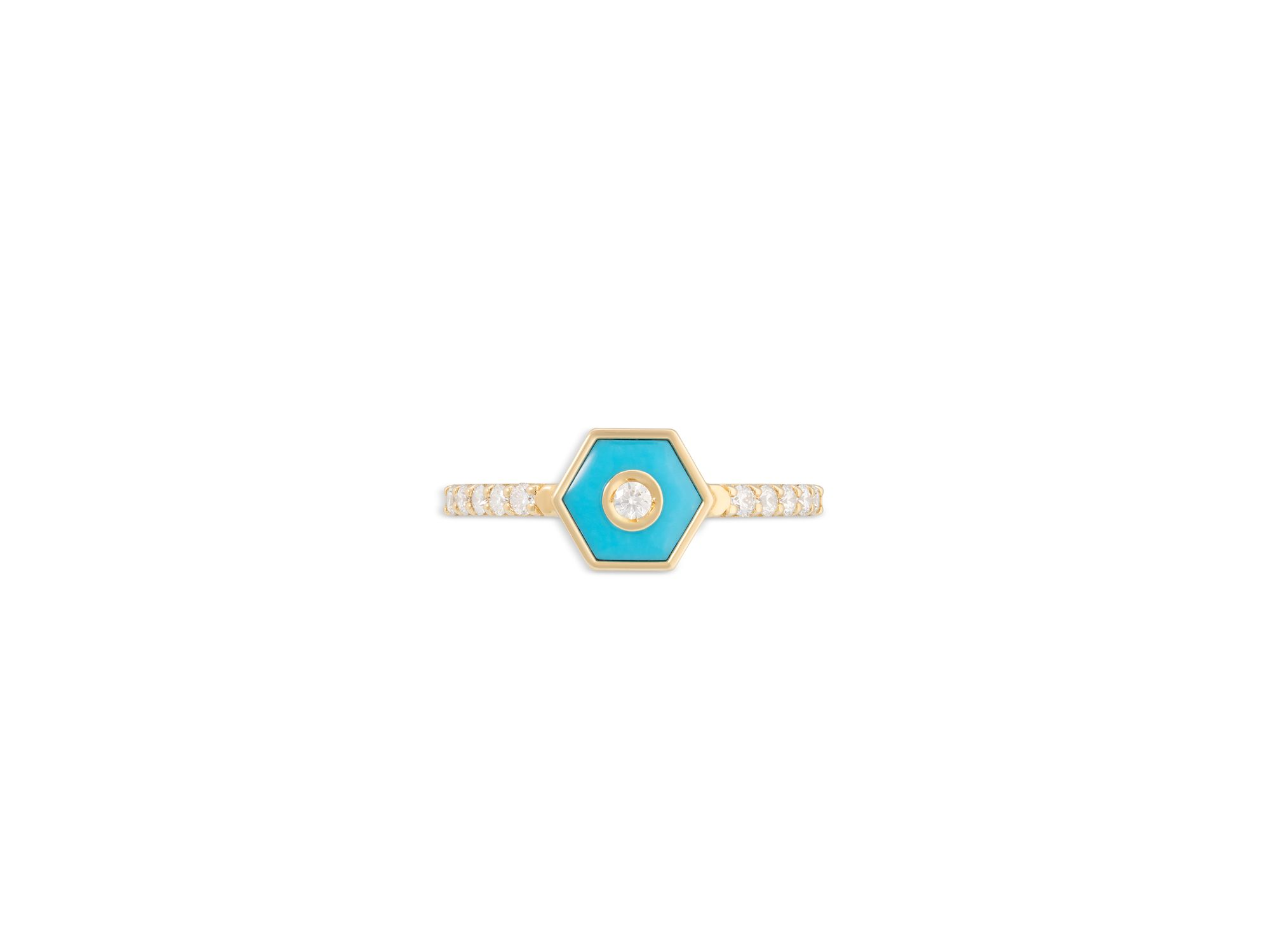 Diamond & Turquoise Baia Stackable Ring in 18K Yellow Gold — Image 4