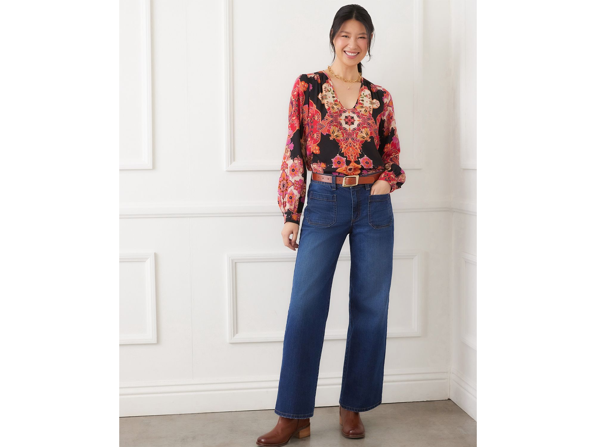Printed Scoop Neck Top — Image 6