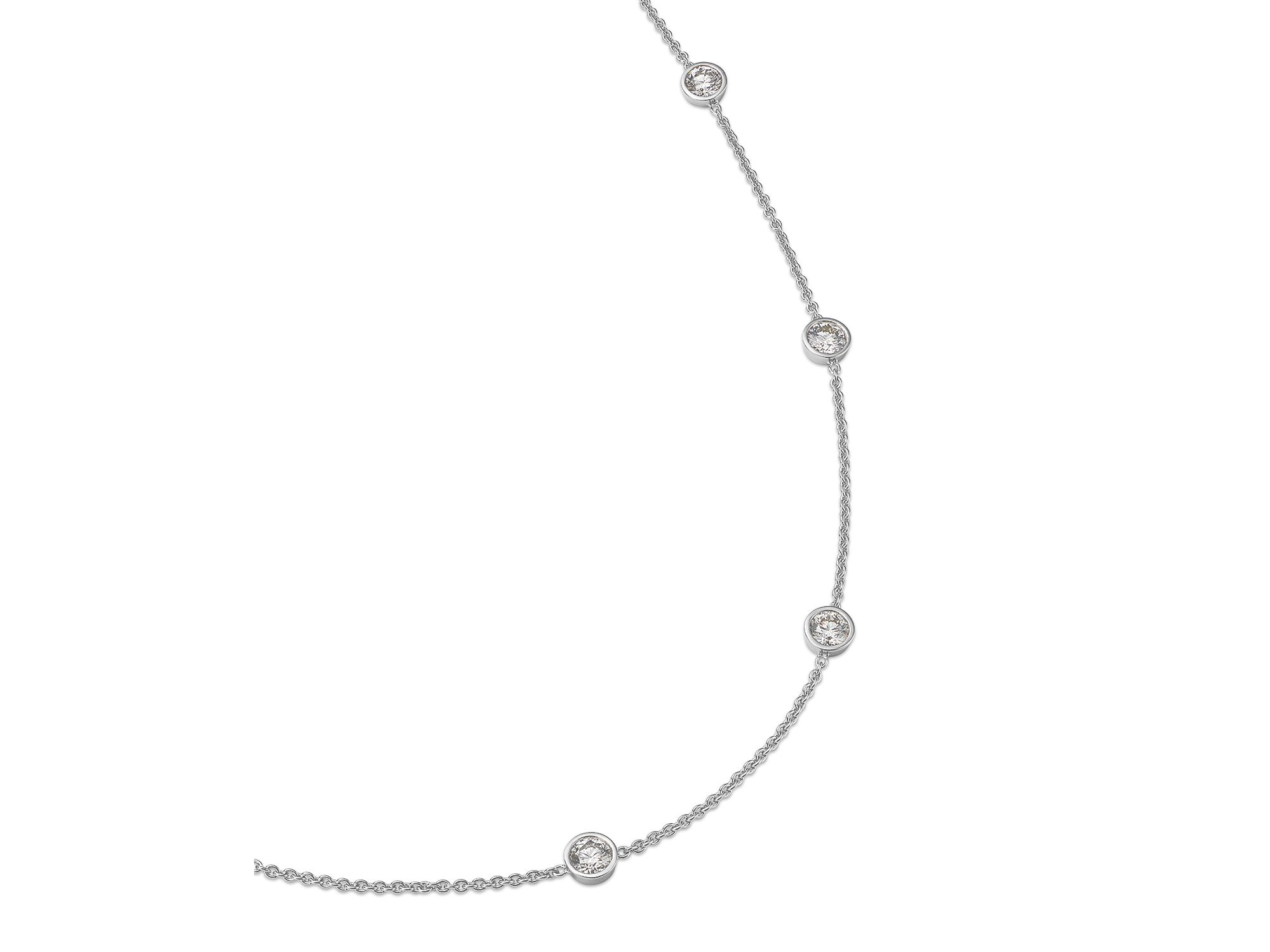 Diamond Bezel Station Necklace in 14K White Gold, 2.1 tcw — Image 3