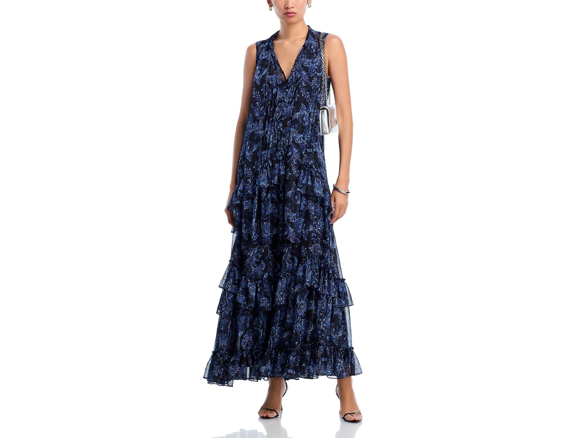 Metallic Paisley Maxi Boho Dress - Exclusive — Image 3