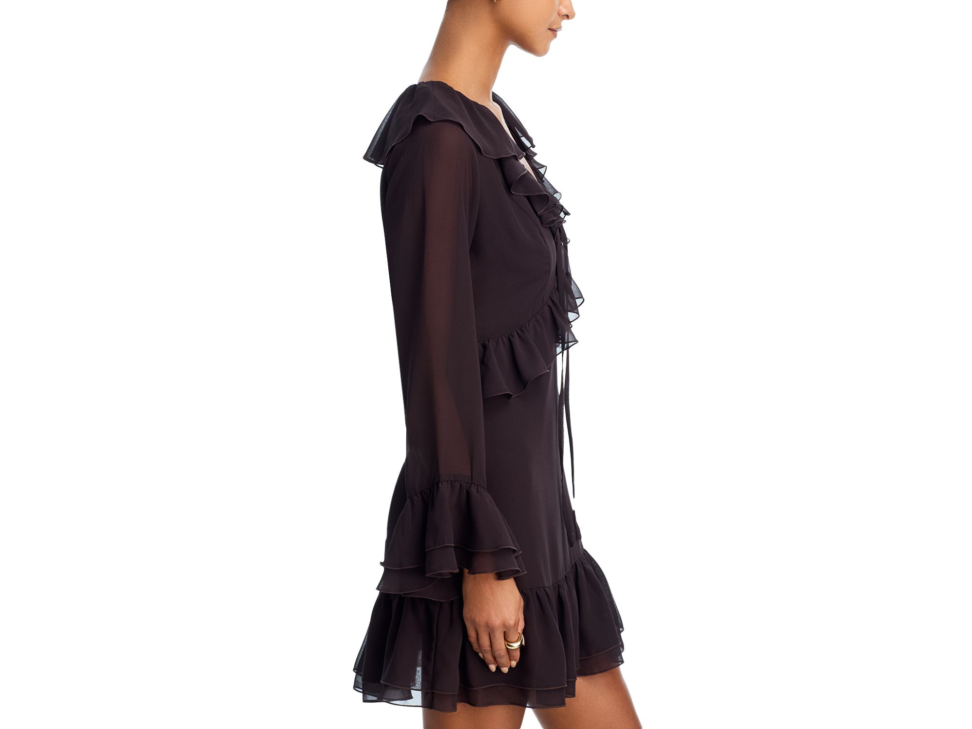 Ruffle Long Sleeve Mini Dress - Exclusive — Image 3
