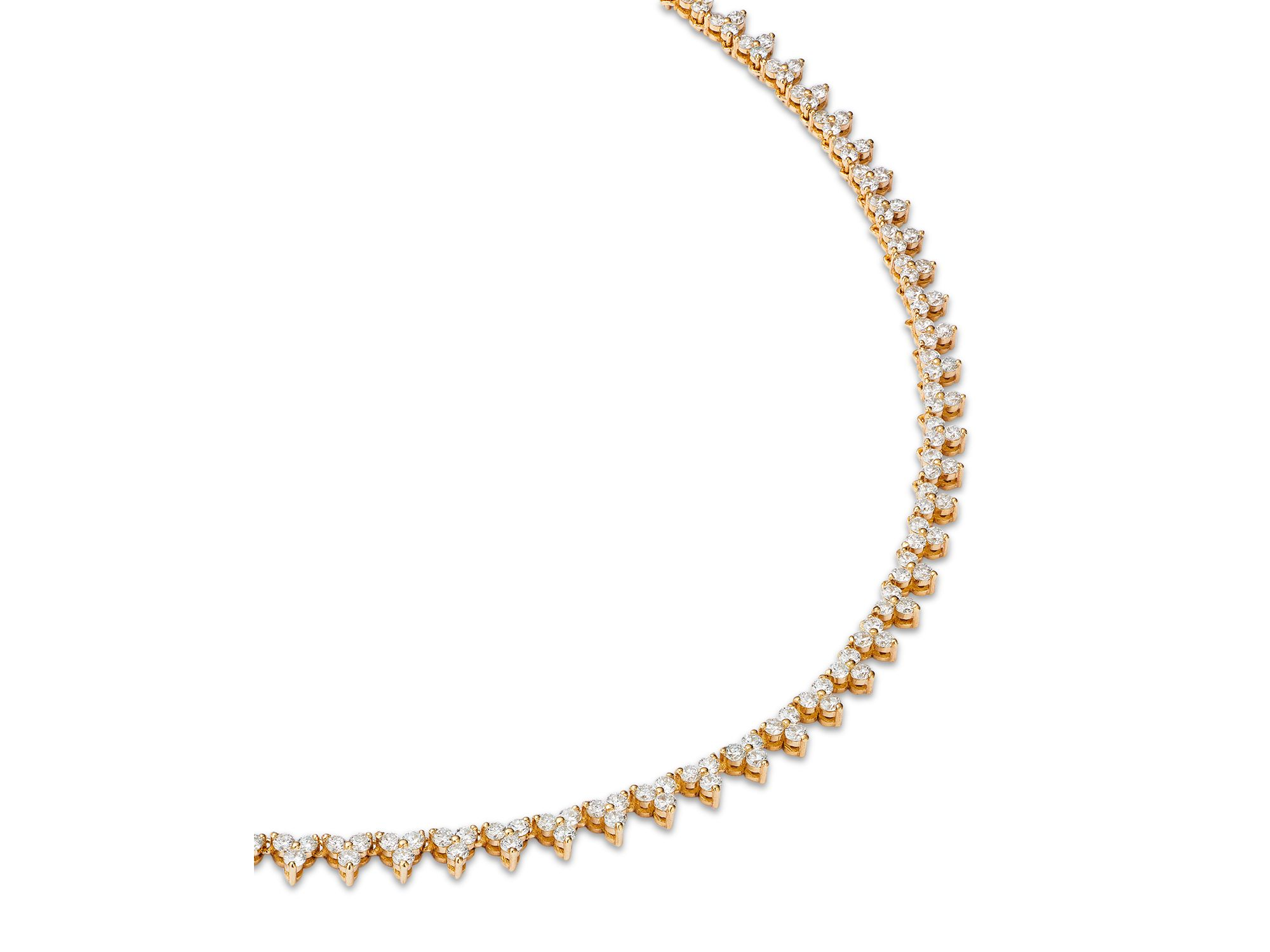 14K Yellow Gold Lab Grown Diamond Trilogy Collar Necklace, 16" — Image 3