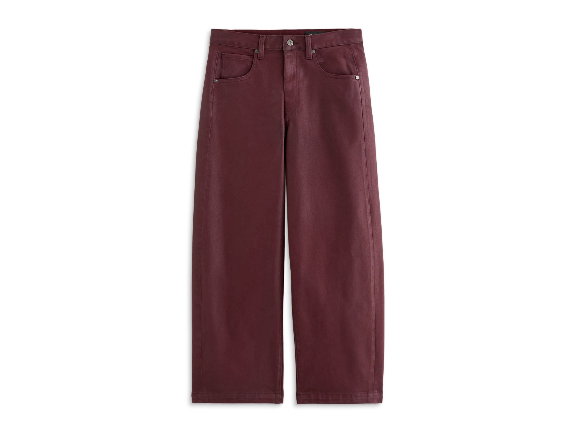 Hattie Coated High Rise Crop Barrel Jeans in Winery — Image 4