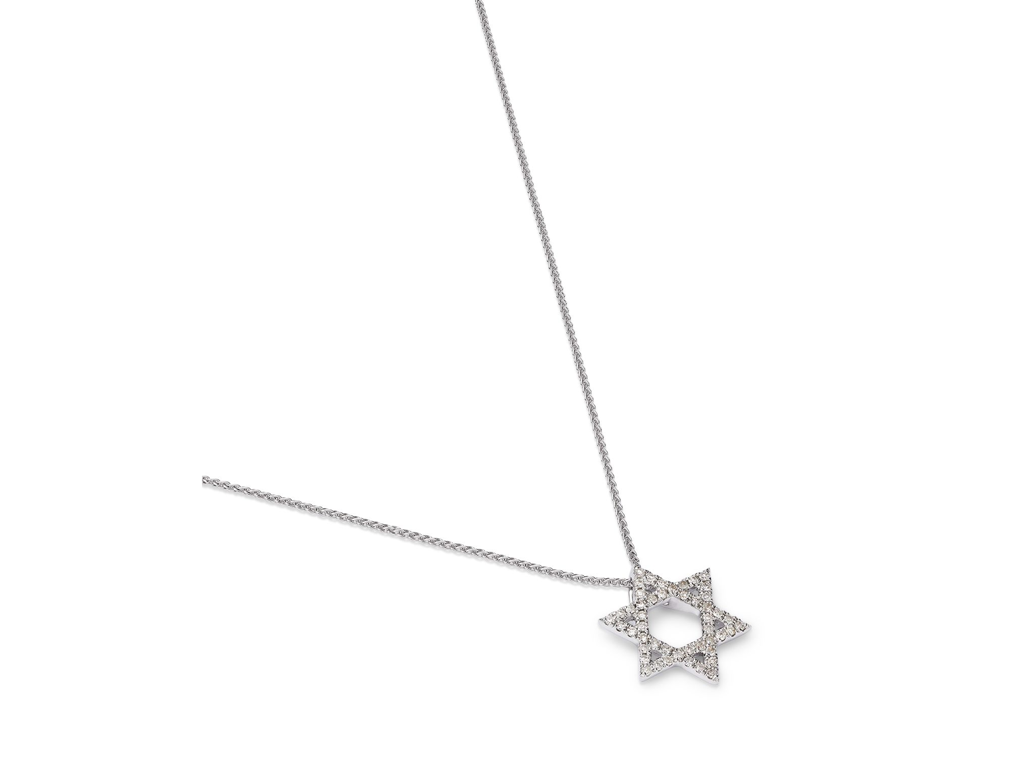 Diamond Star of David Pendant Necklace in 14K White Gold, 0.14 tcw — Image 4