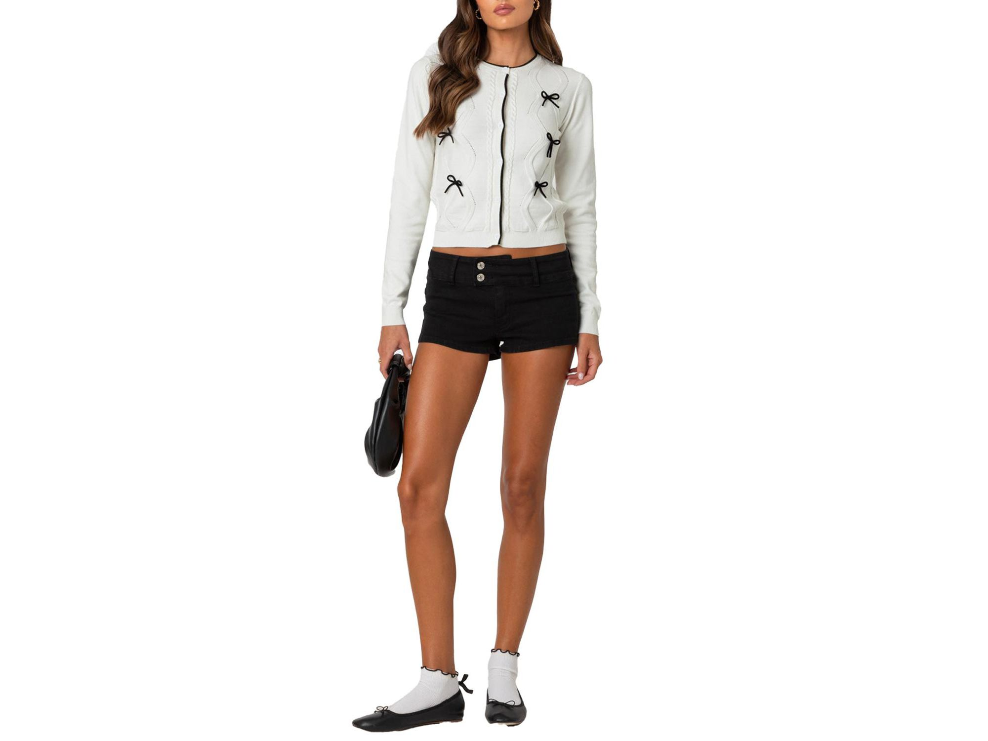 Contrast Bow Knit Cardigan — Image 3