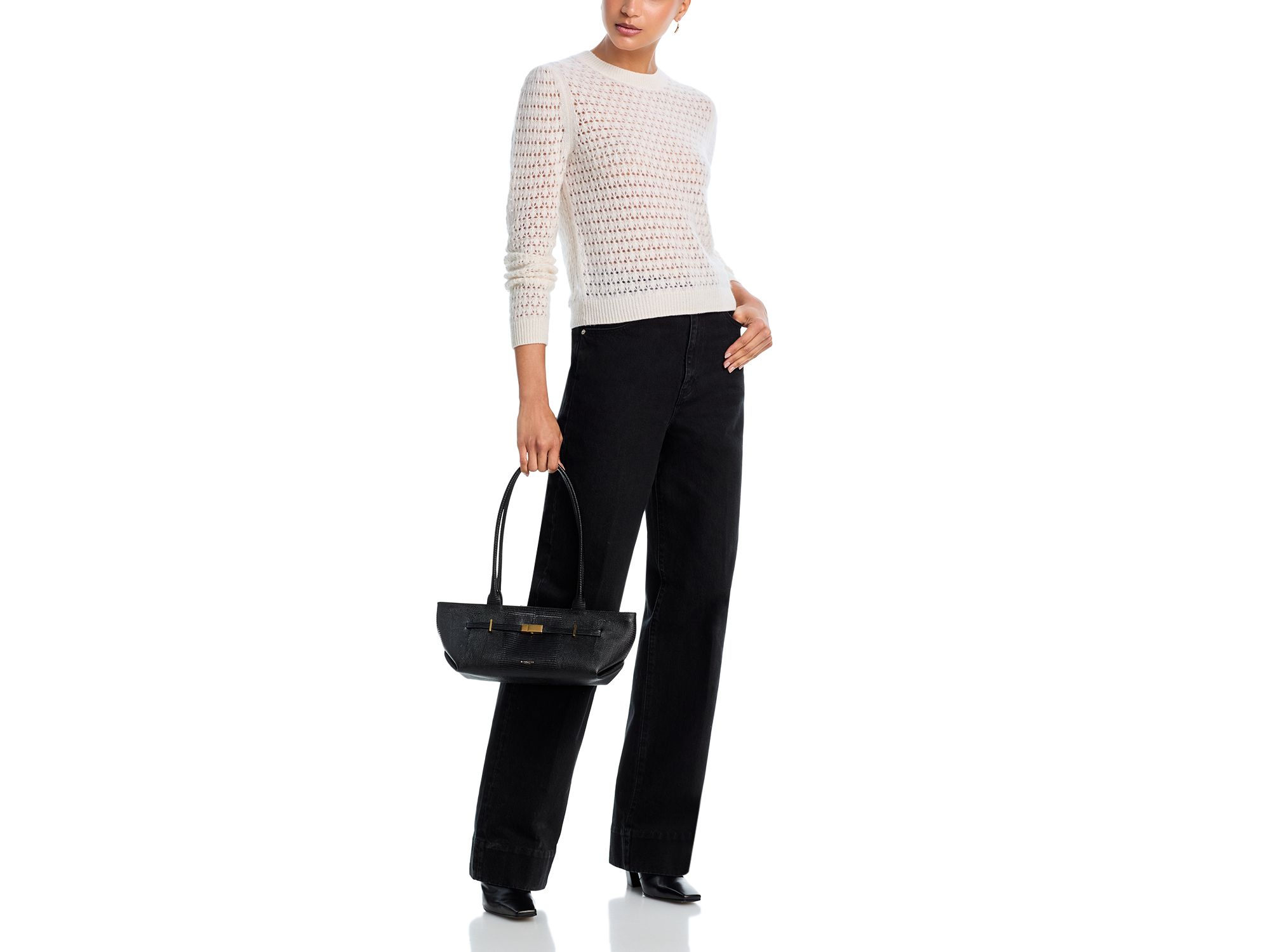 100% Cashmere Openwork Crewneck Sweater - Exclusive — Image 4