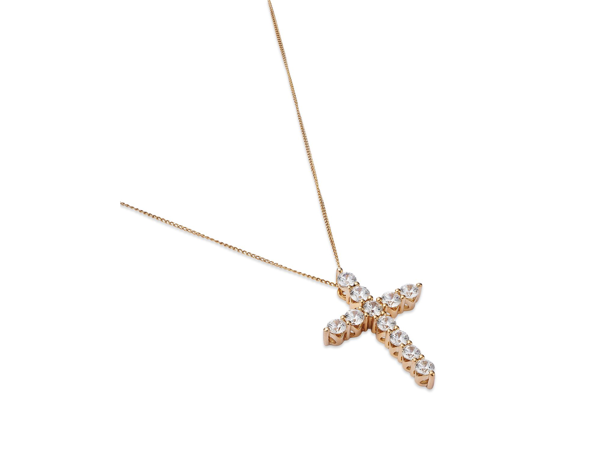 Diamond Cross Pendant Necklace in 14K Yellow Gold, 2.0 tcw — Image 3
