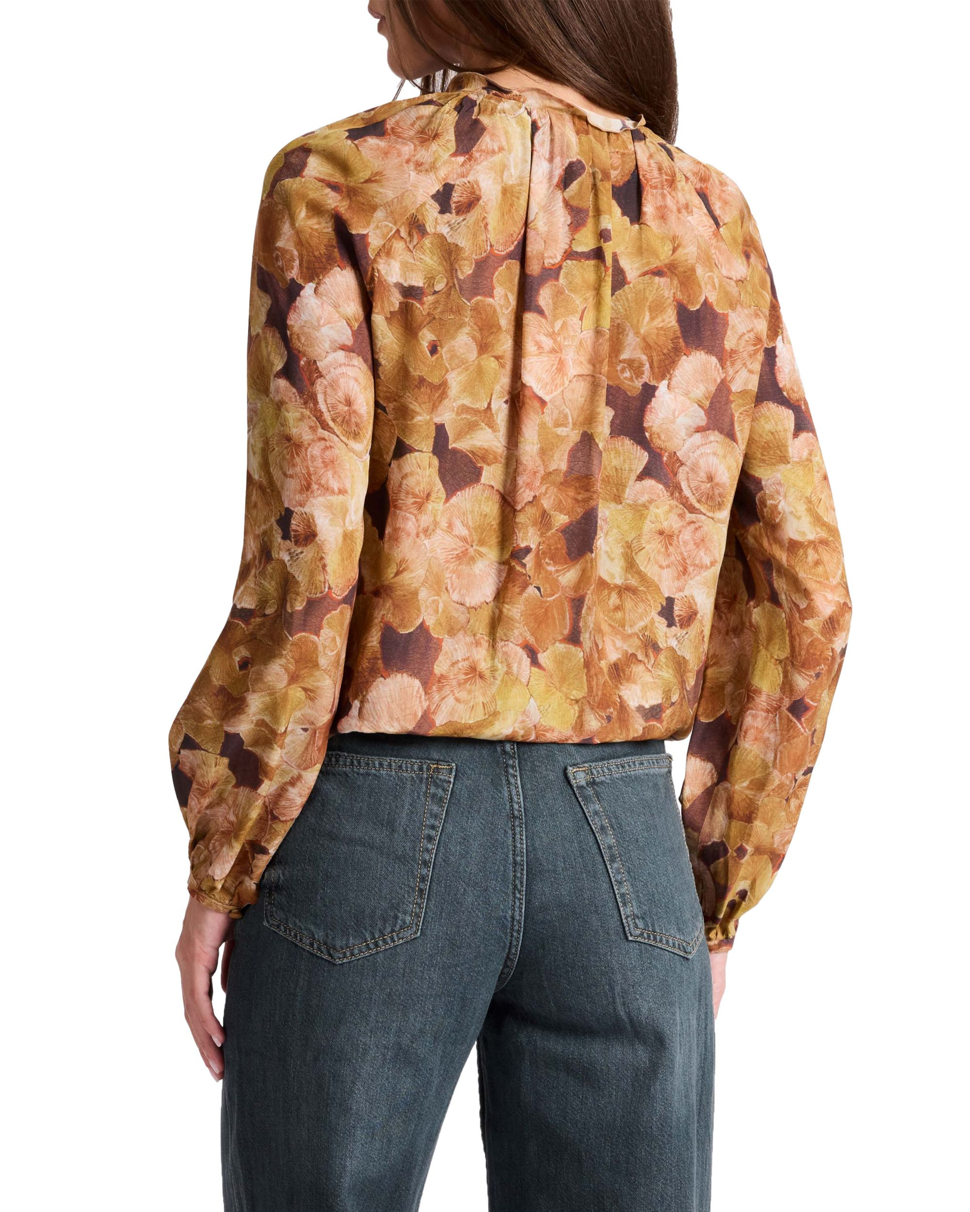 Skyla Long Sleeve Ruffle Blouse in Floral Crepe — Image 3