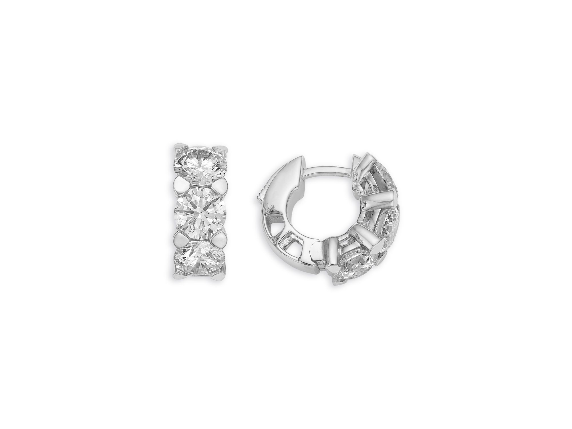 Certified Lab Grown Diamond Huggie Hoop Earrings in 18K White Gold, 5.0 tcw — Image 3