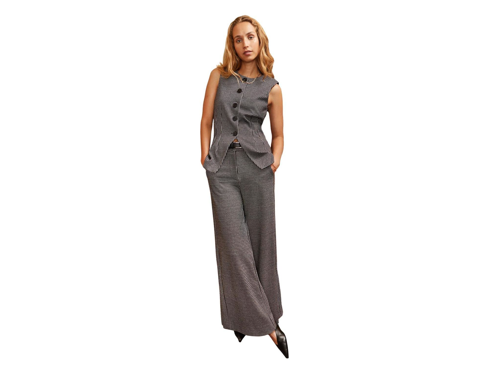 Round Neck Houndstooth Waistcoat — Image 4