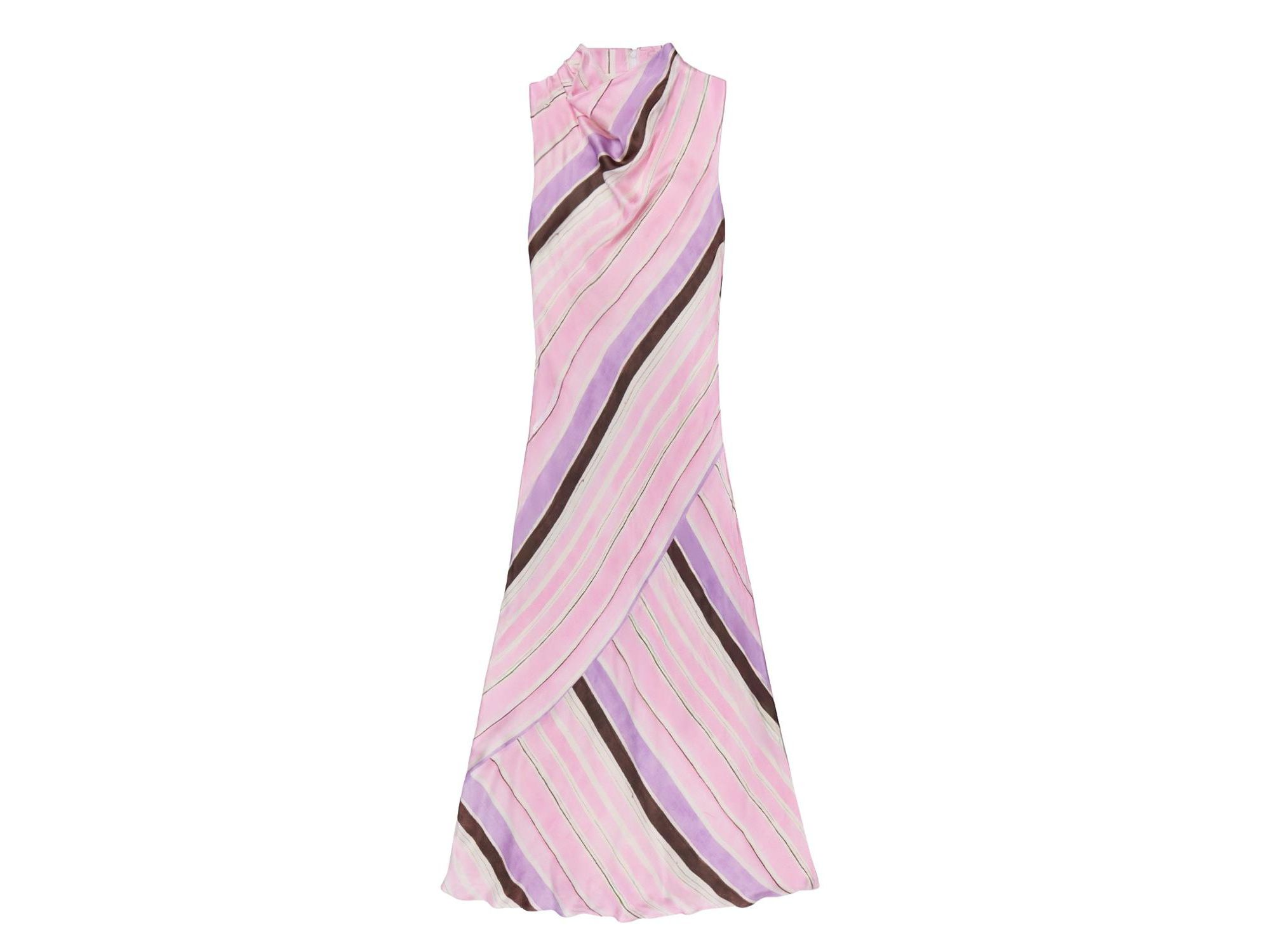 Phoebe Stripe Cowl Neck Satin Dress — Image 4
