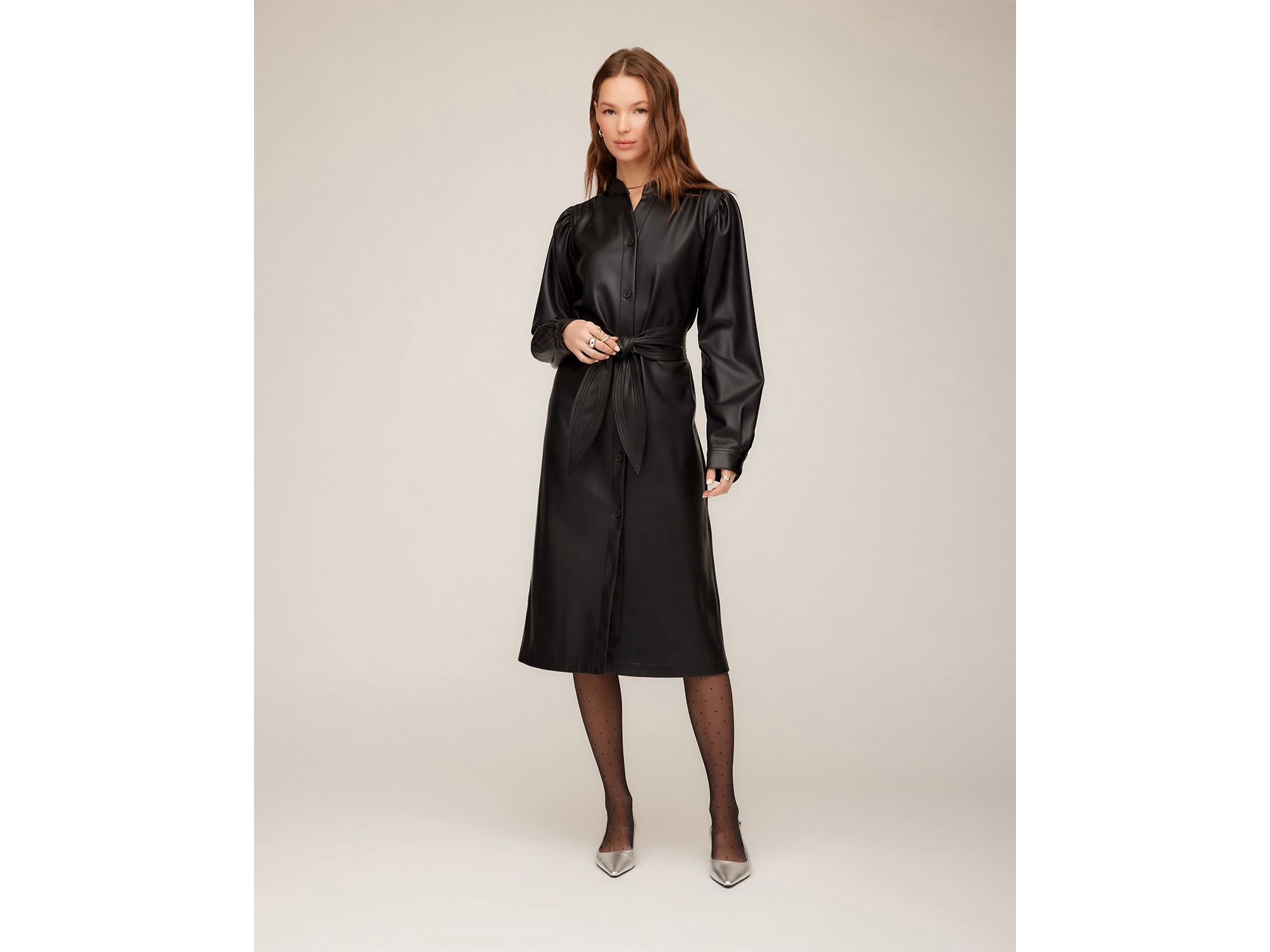 Jennifer Faux Leather Shirtdress — Image 7