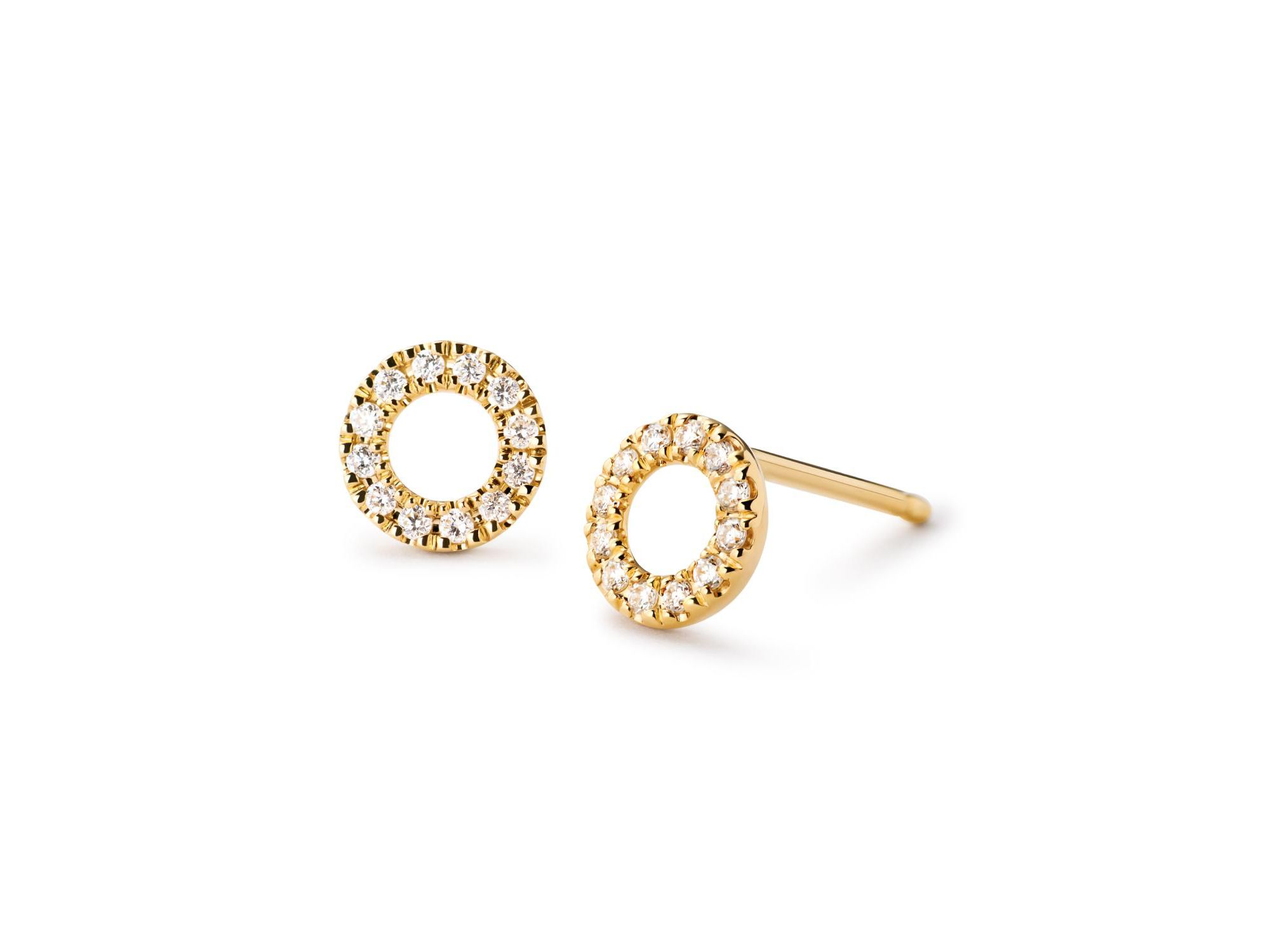 Solid Yellow Gold Lab Grown Diamond Circle Studs — Image 4