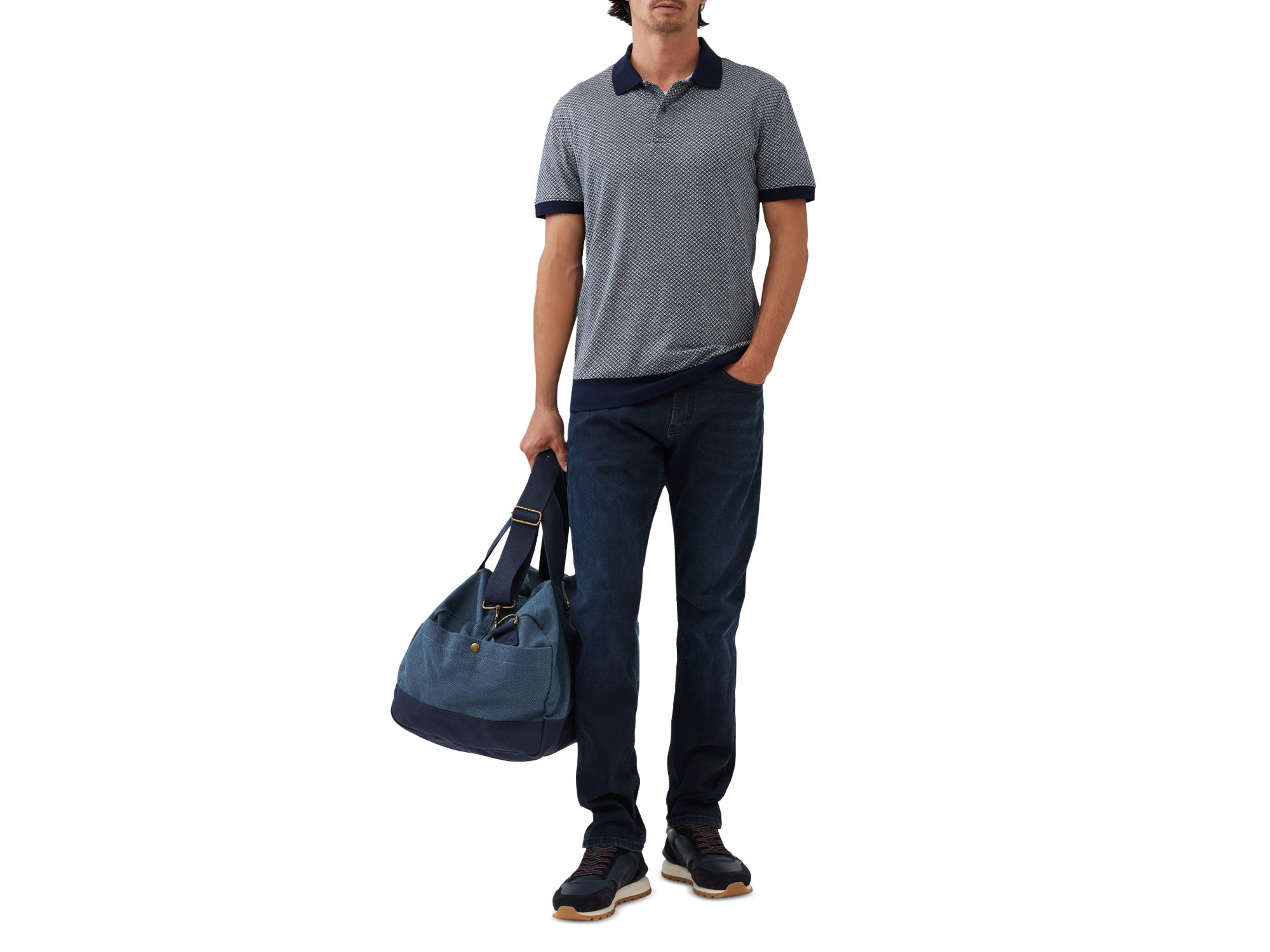 Leeson Cotton Geo Sports Fit Polo Shirt — Image 5