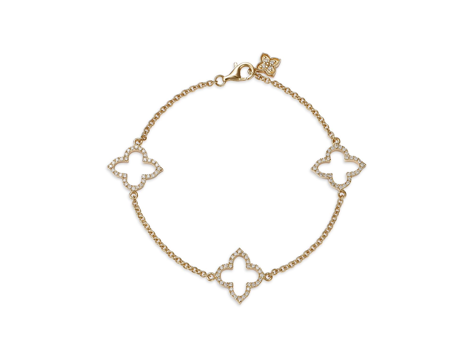 Diamond Clover Station Collection Bracelet in 14K Gold, 0.38 tcw — Image 5