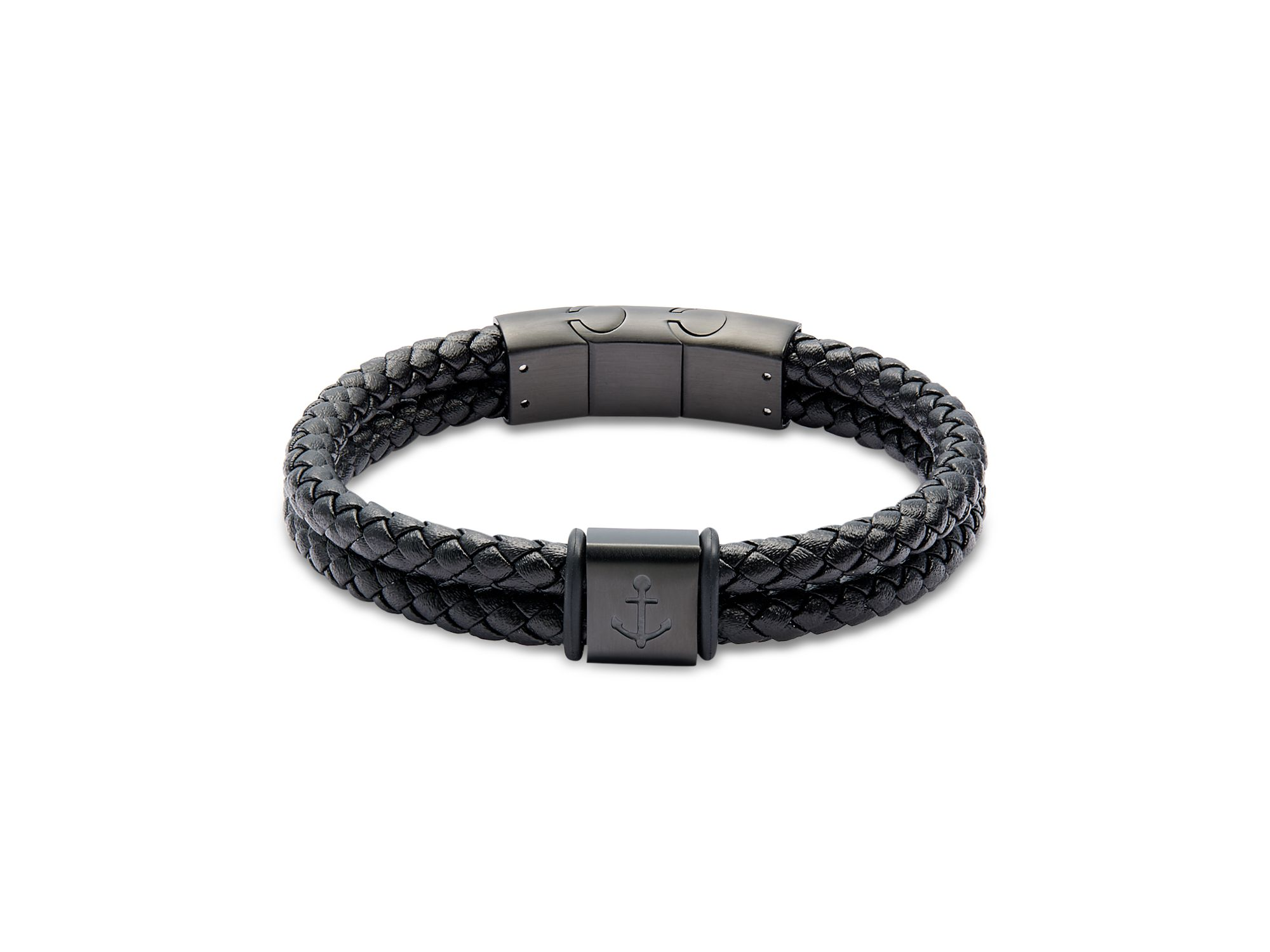 Anchor Braided Leather Bracelet - Image 1
