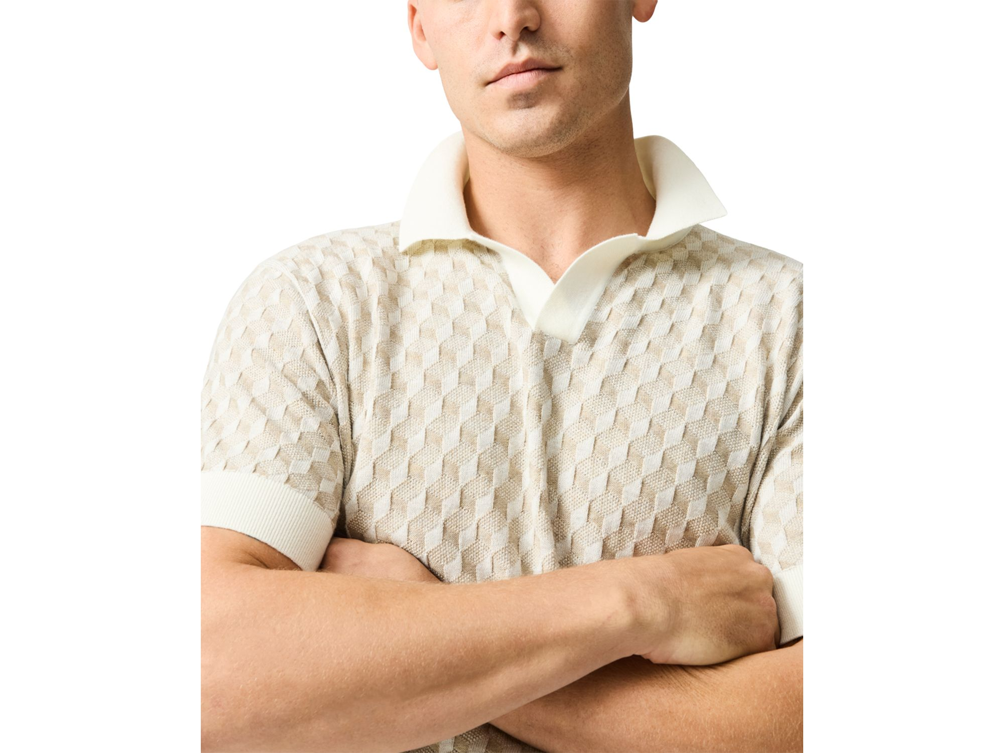 Galdfield Regular Fit Textured Knit Polo Shirt — Image 3