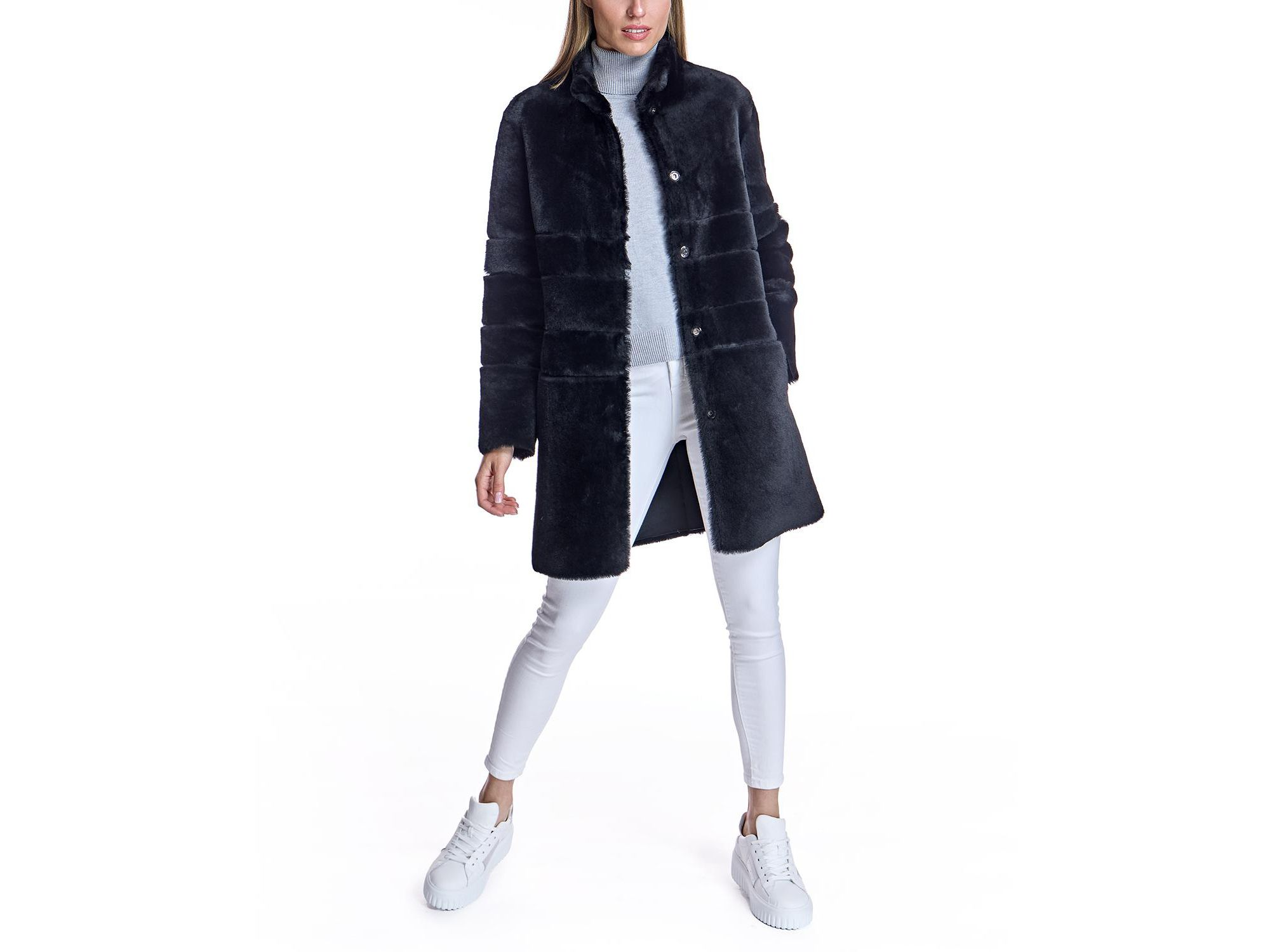 Reversible Seam-Out Shearling Shortcoat — Image 6