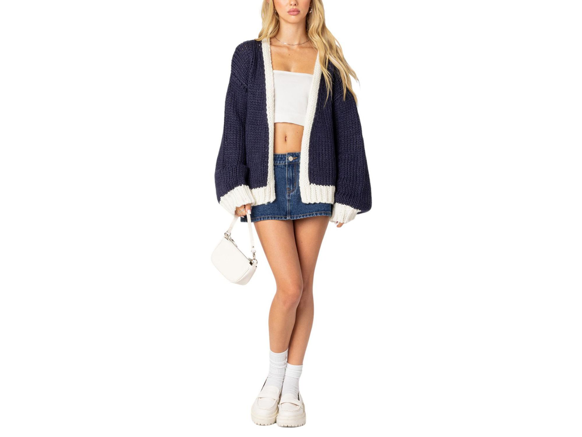 Contrast Chunky Knit Cardigan — Image 5