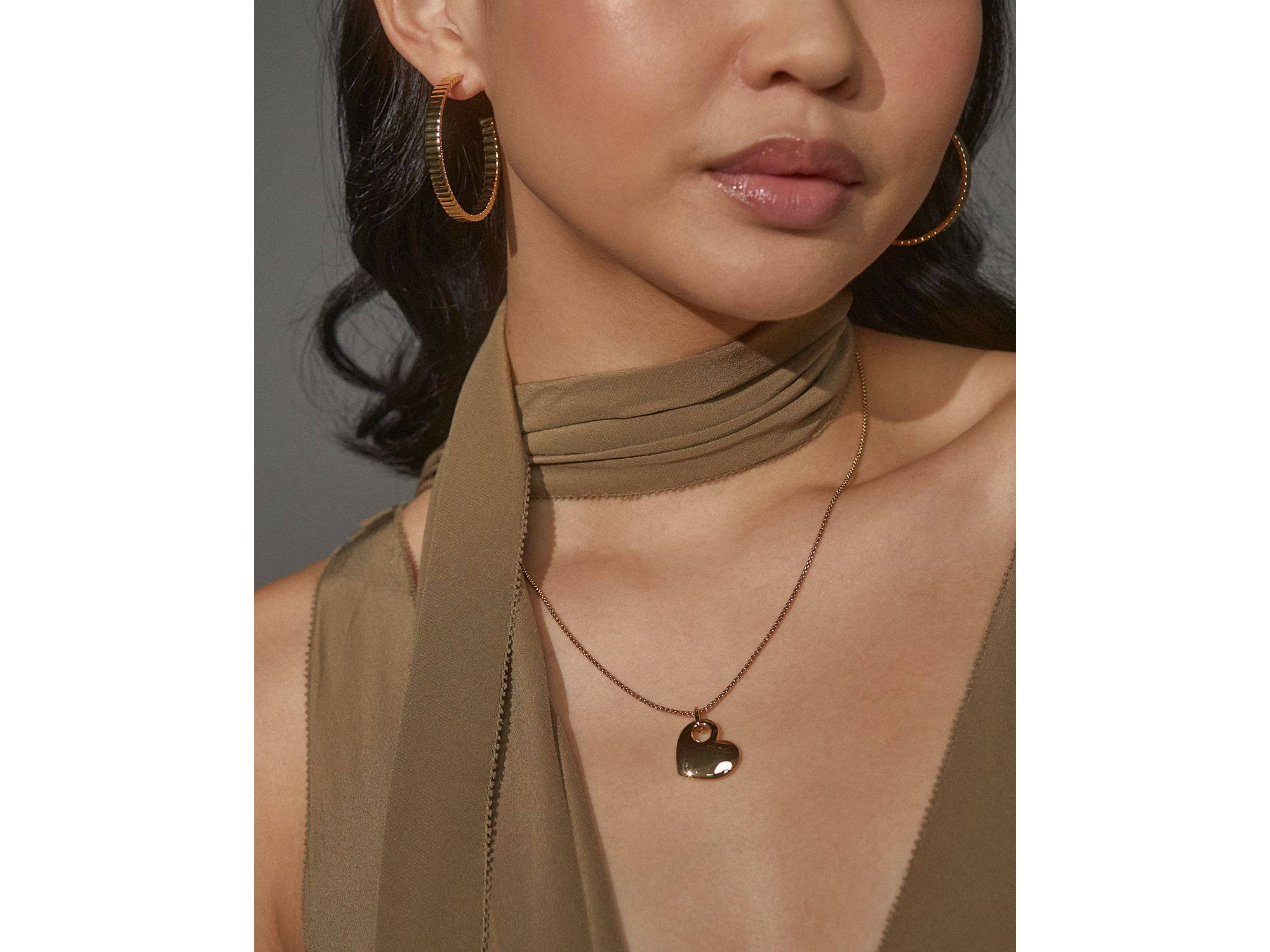 Sunlight Heart Pendant Necklace in 18K Gold Plated, 20"-22" — Image 3