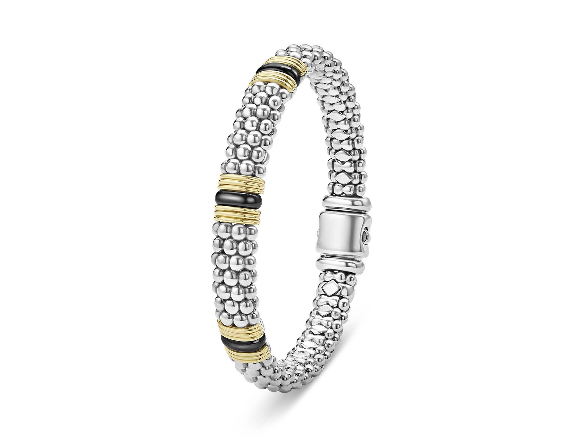 Two-Tone Black Ceramic Station Bracelet, 9mm — Image 3