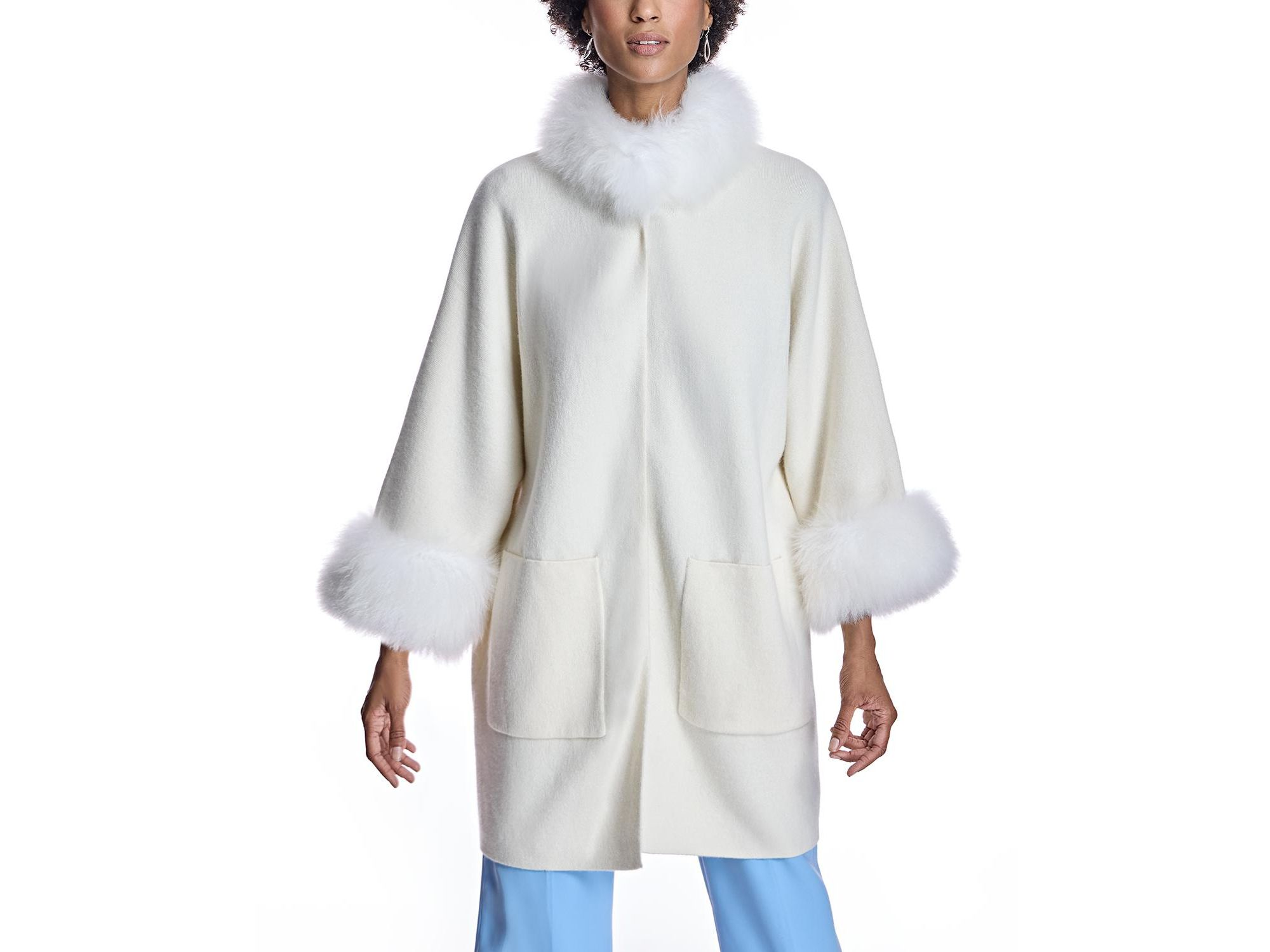 Cashmere Kimono with Cashmere Goat Trim — Image 6