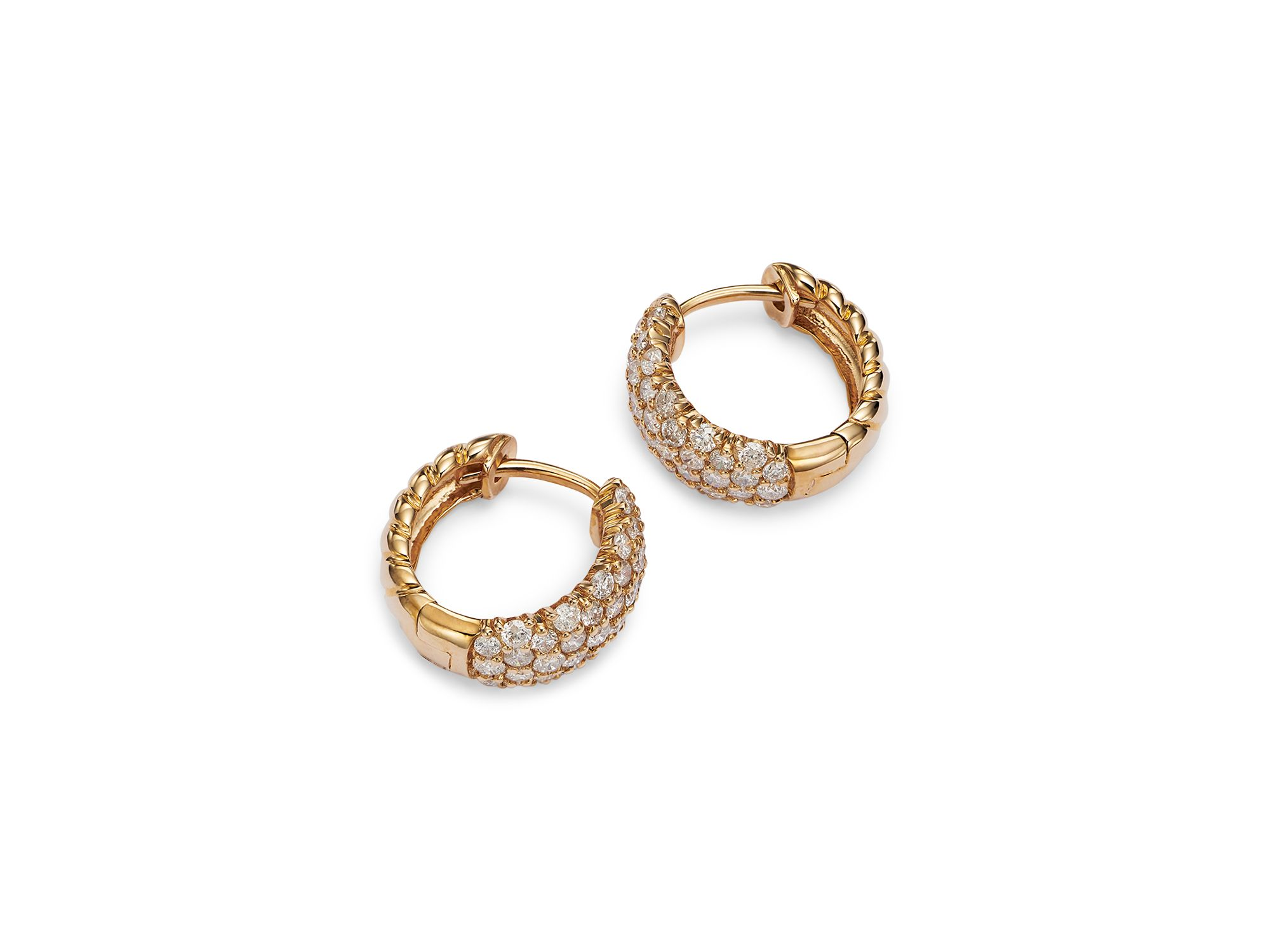 Diamond Huggie Hoop Earrings in 14K Yellow Gold, 1.11 tcw — Image 4
