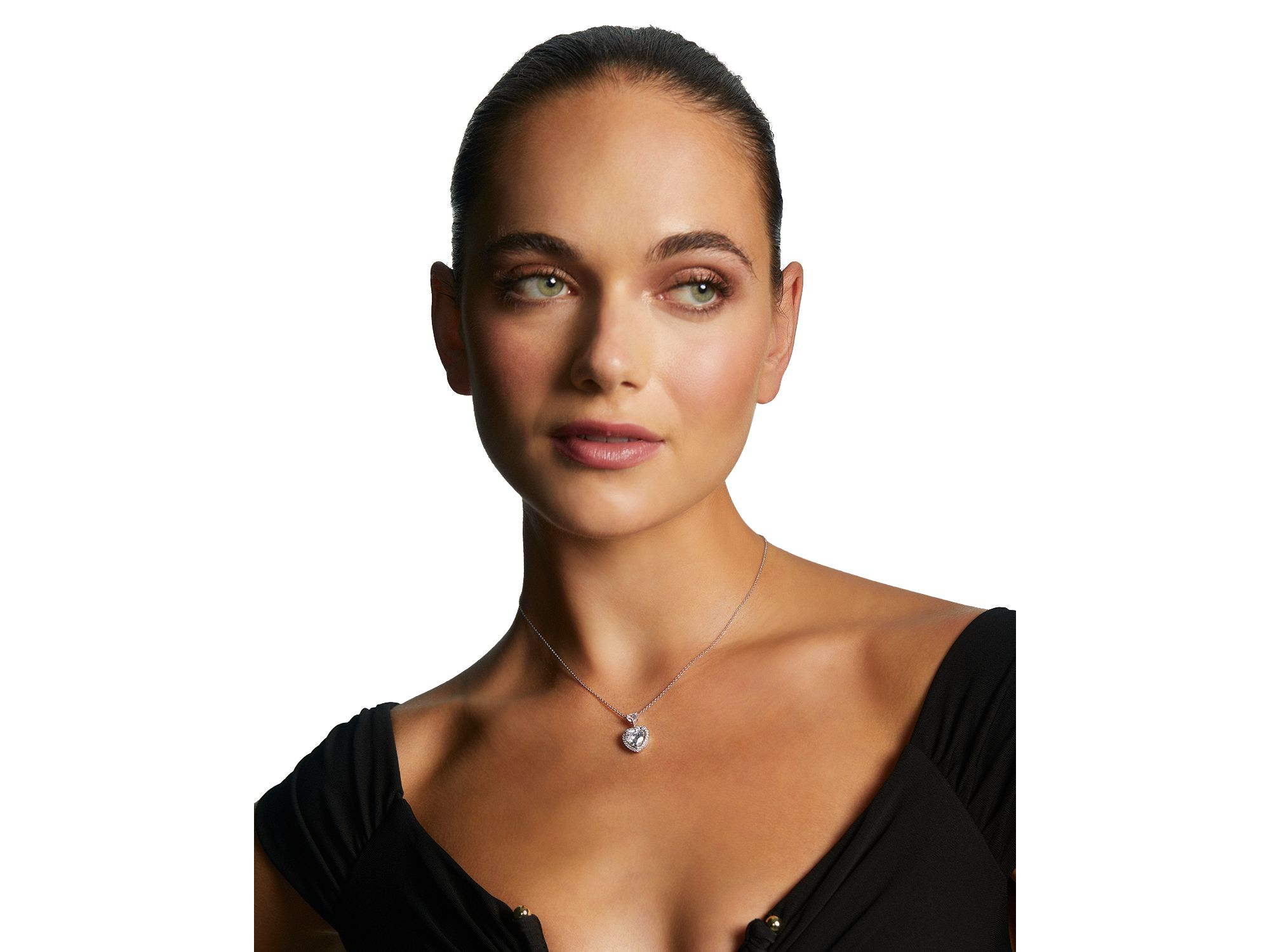 Le Bisou Cubic Zirconia Heart Halo Pendant Necklace, 16"-18" — Image 3