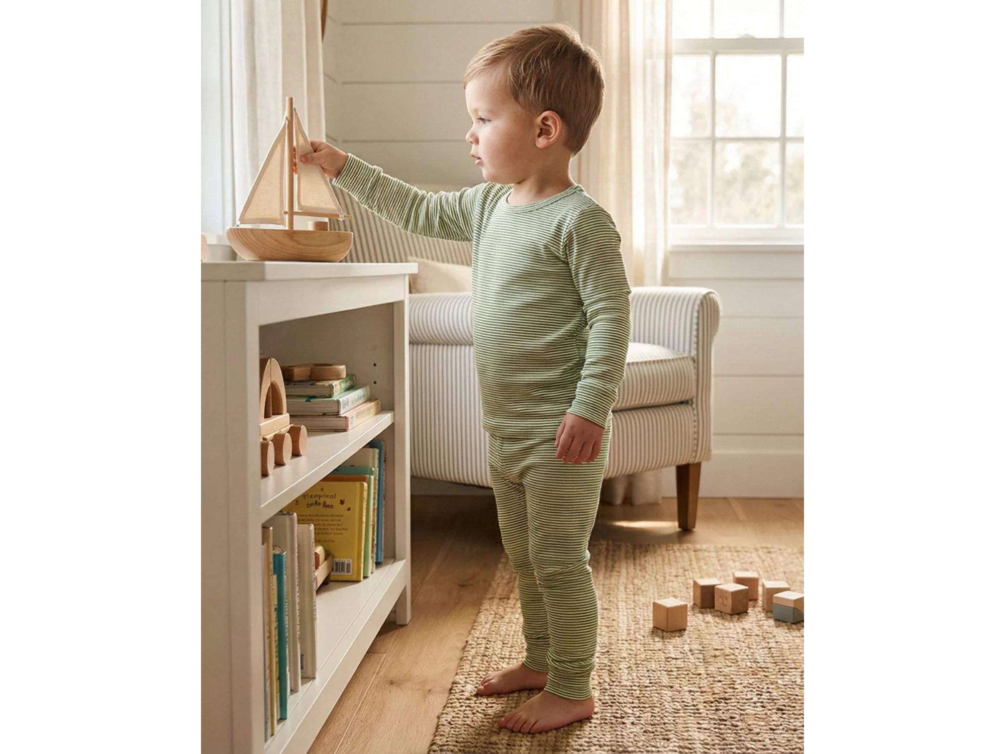 Boys' Evergreen Stripe Pajama Set - Little Kid, Big Kid — Image 3