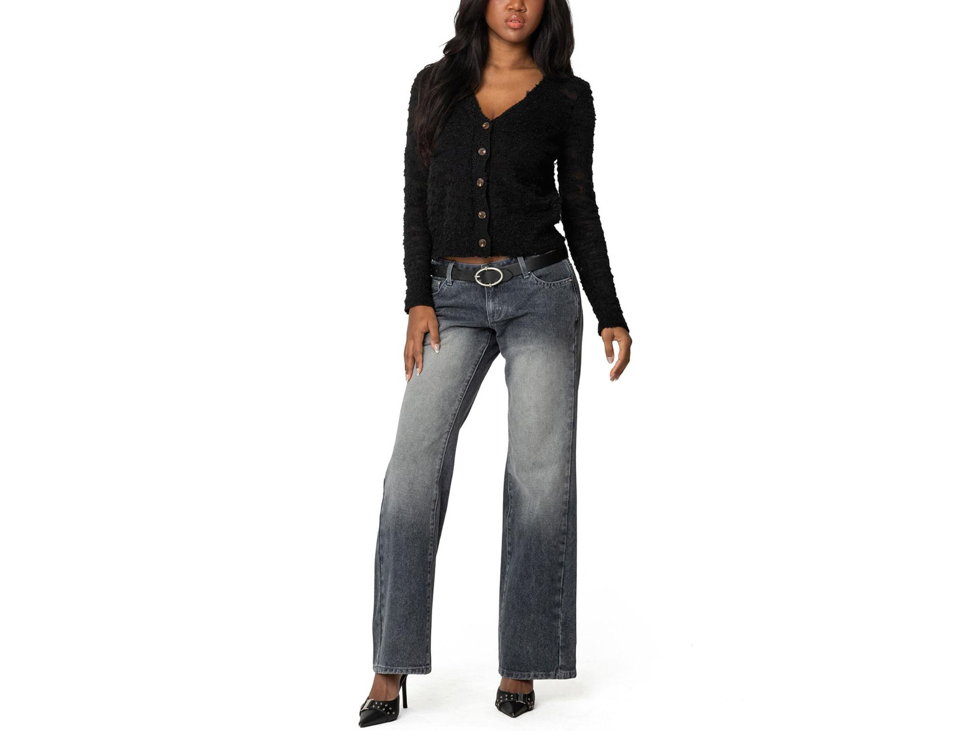 Alysse Low Rise Gray-Washed Jeans — Image 3