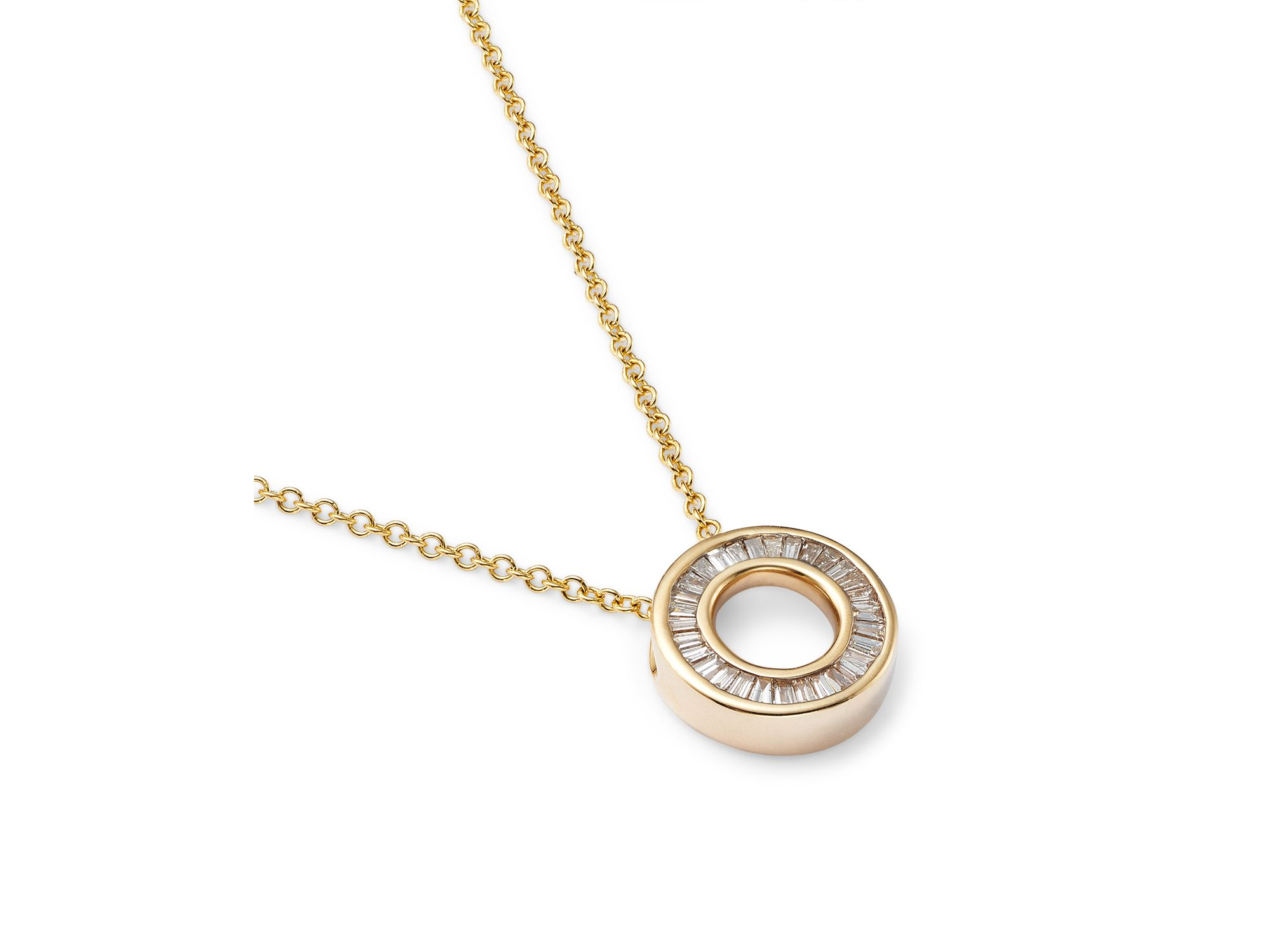 Diamond Gold Circle Pendant Necklace in 14K Yellow, 0.20 tcw - Exclusive — Image 3