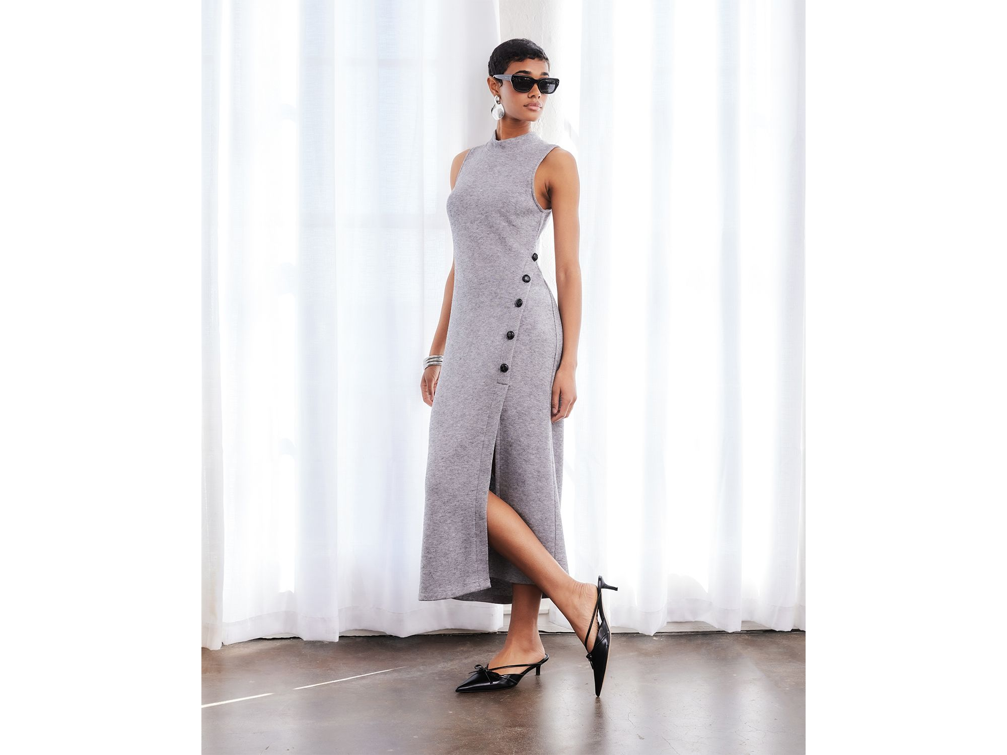 Lauren Button Detail Midi Dress — Image 4