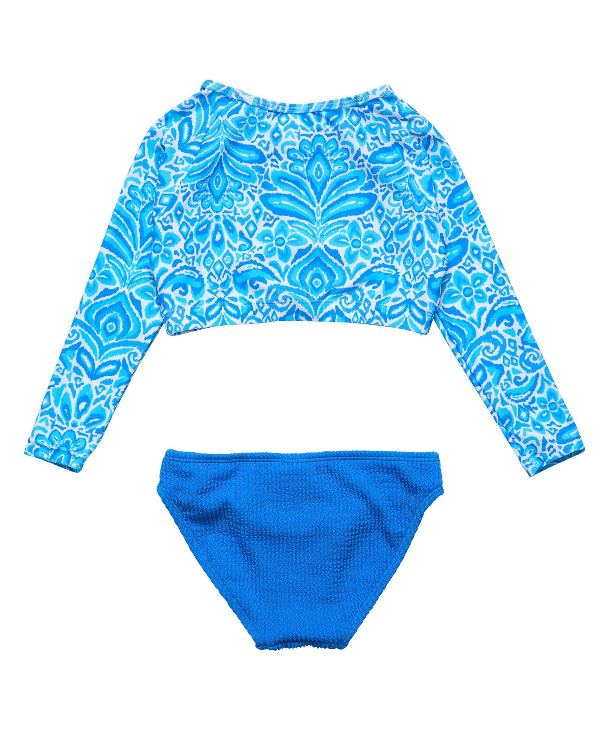 Unisex Santorini Blue Crop Long Sleeve Rash Set - Little Kid, Big Kid — Image 3