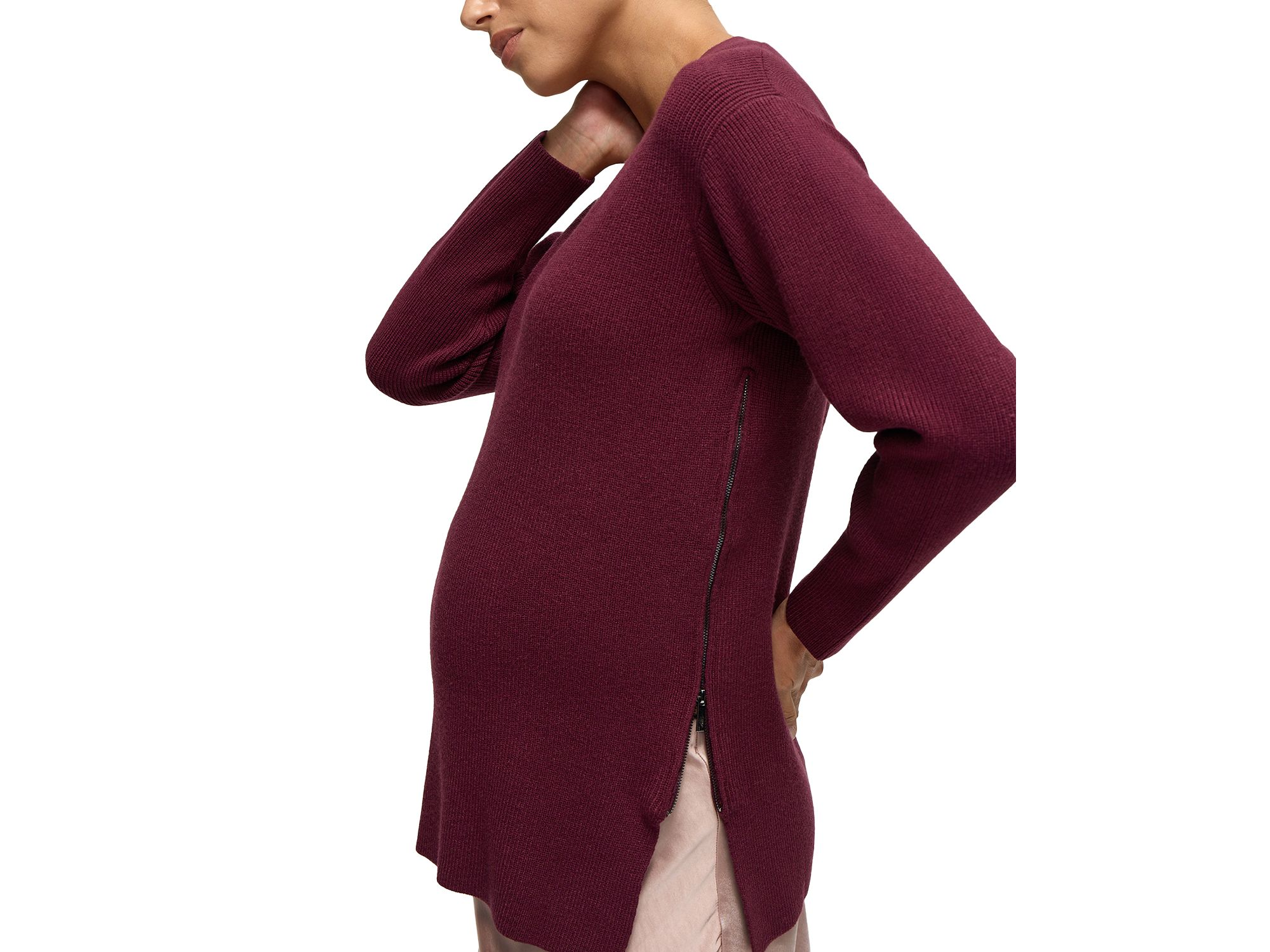 V Neck Side Zip Maternity Sweater — Image 4