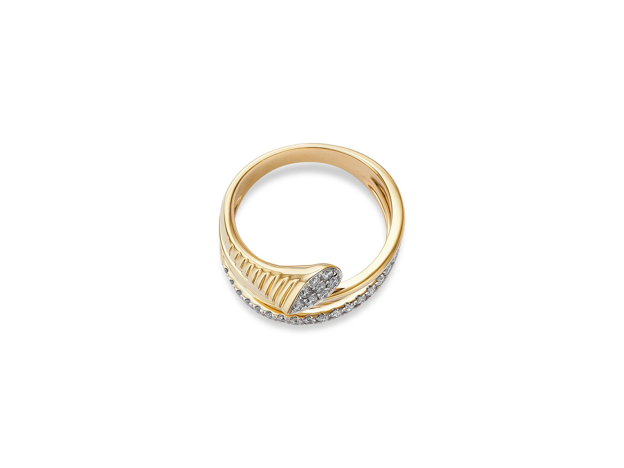14K Yellow Gold Diamond Criss Cross Ring, 0.35 tcw — Image 3