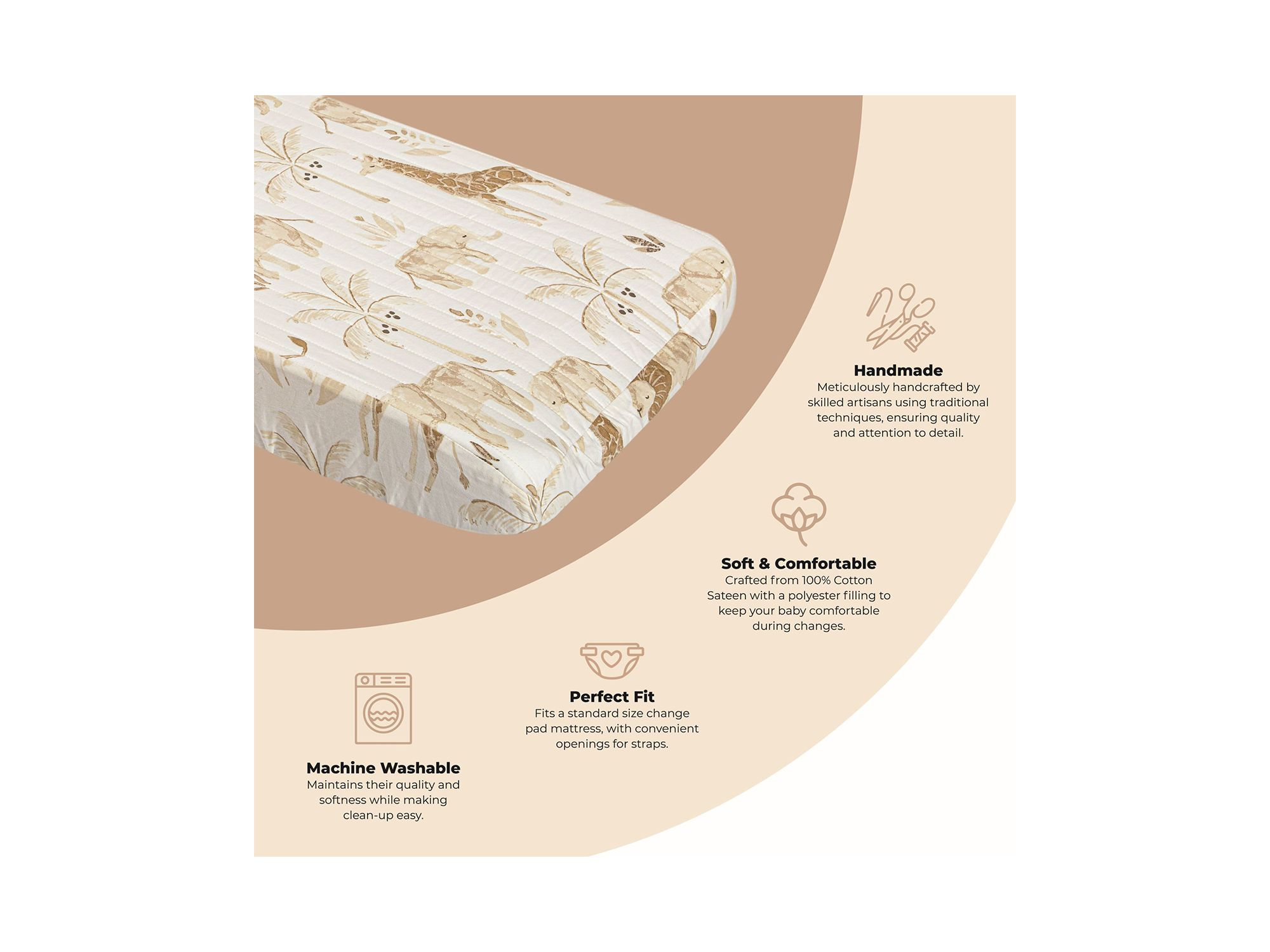Kendi Quilted Change Pad Cover - Safari — Image 4