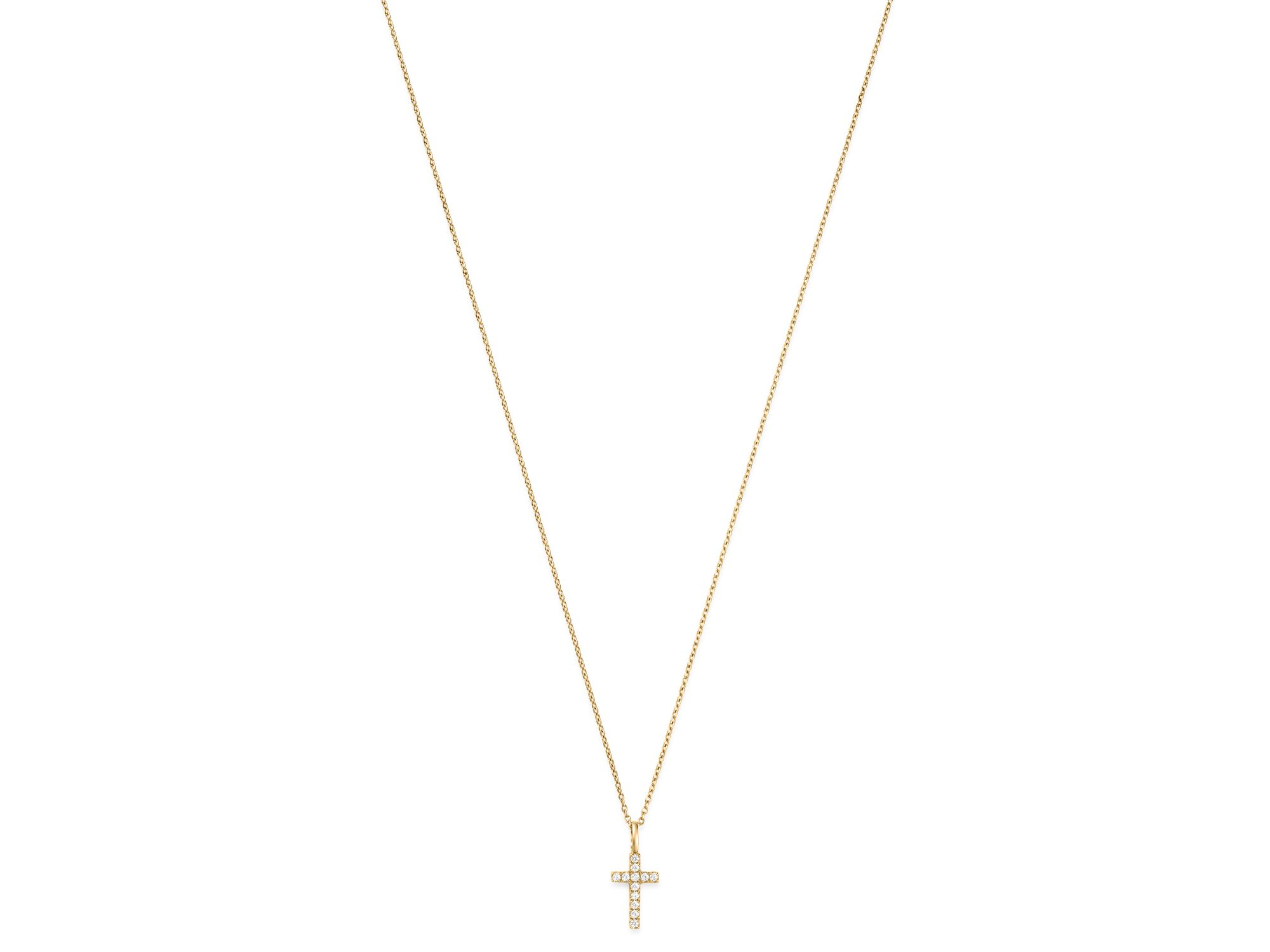 Diamond Cross Pendant Necklace in 14K Yellow Gold, 0.08 tcw — Image 3