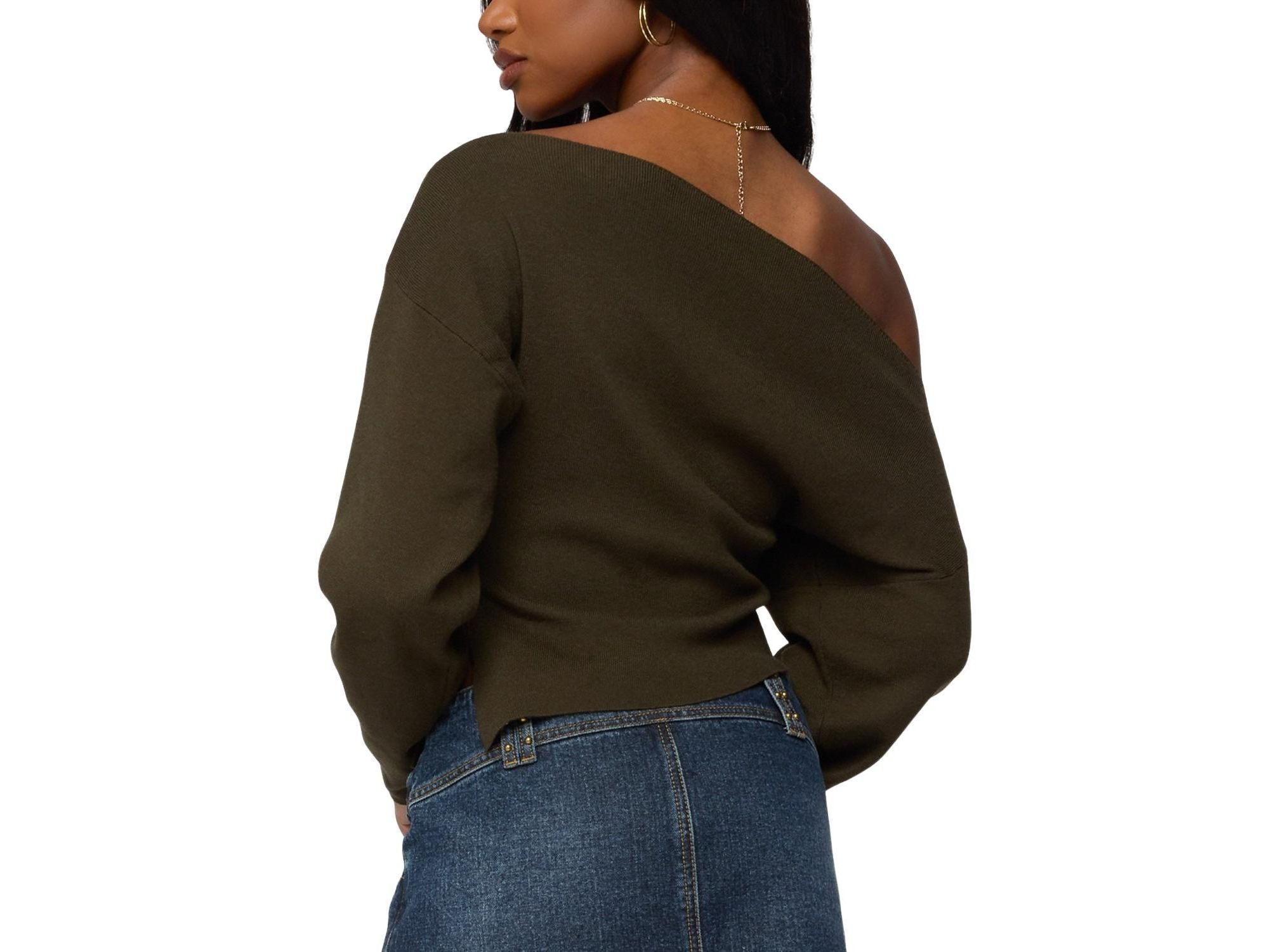 Chenelle Asymmetric Off Shoulder Sweater — Image 3