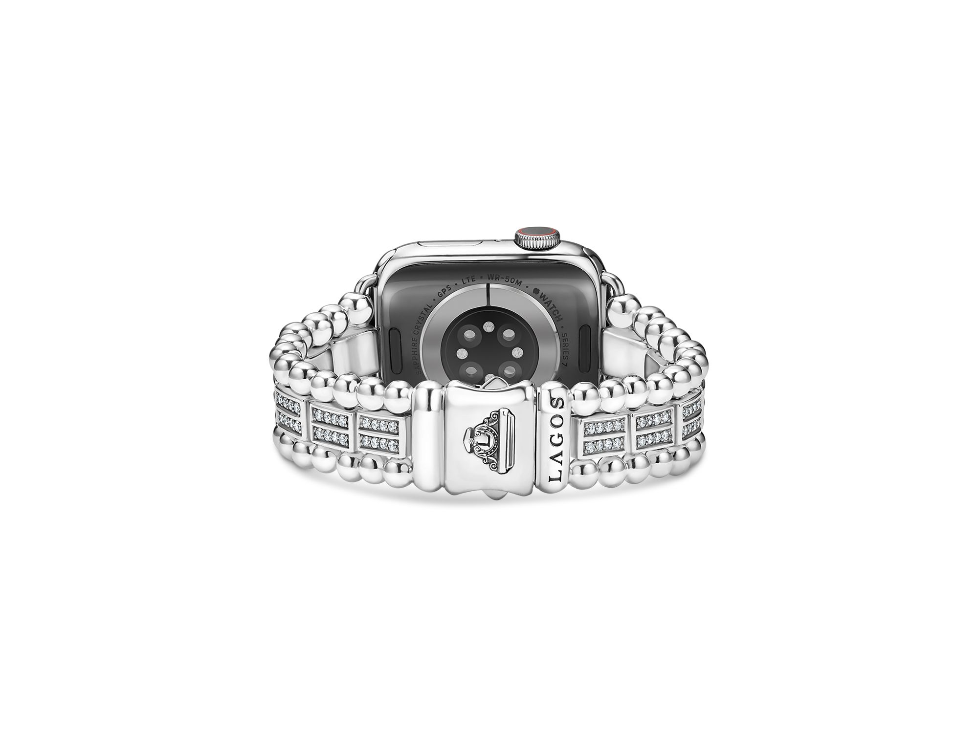 Smart Caviar Sterling Two Row Diamond Apple Watch® Bracelet, 38-45mm — Image 4