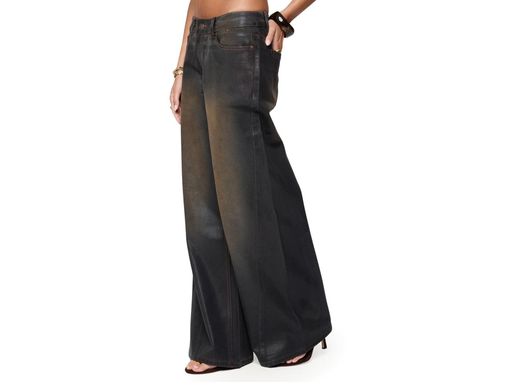 Oversized Mud Wash Low Rise Black Wash Jeans — Image 3