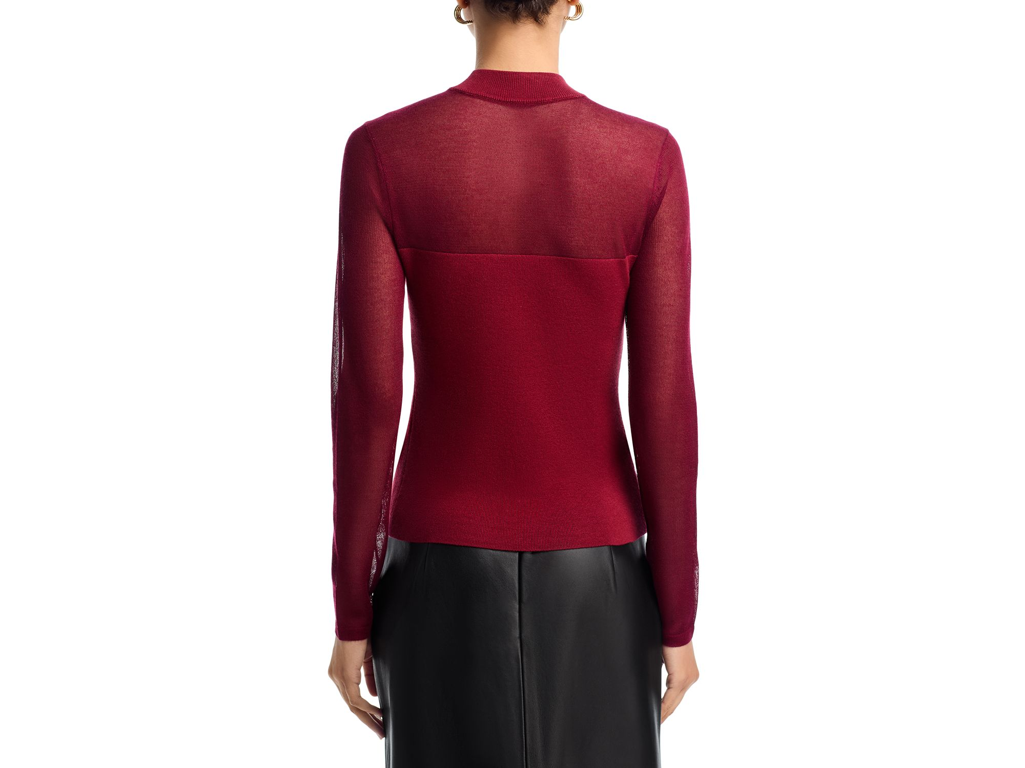 Sheer Knit Mock Neck Top - Exclusive — Image 3