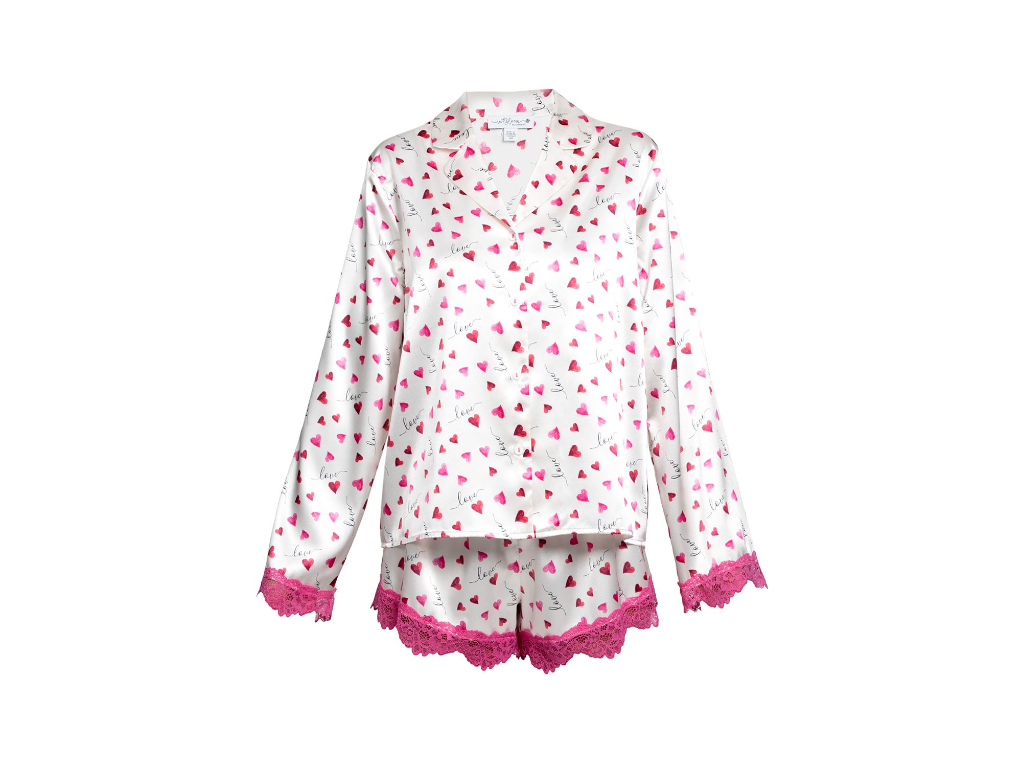 Stretch Satin Novelty Heart Shortie Pajama Set — Image 3