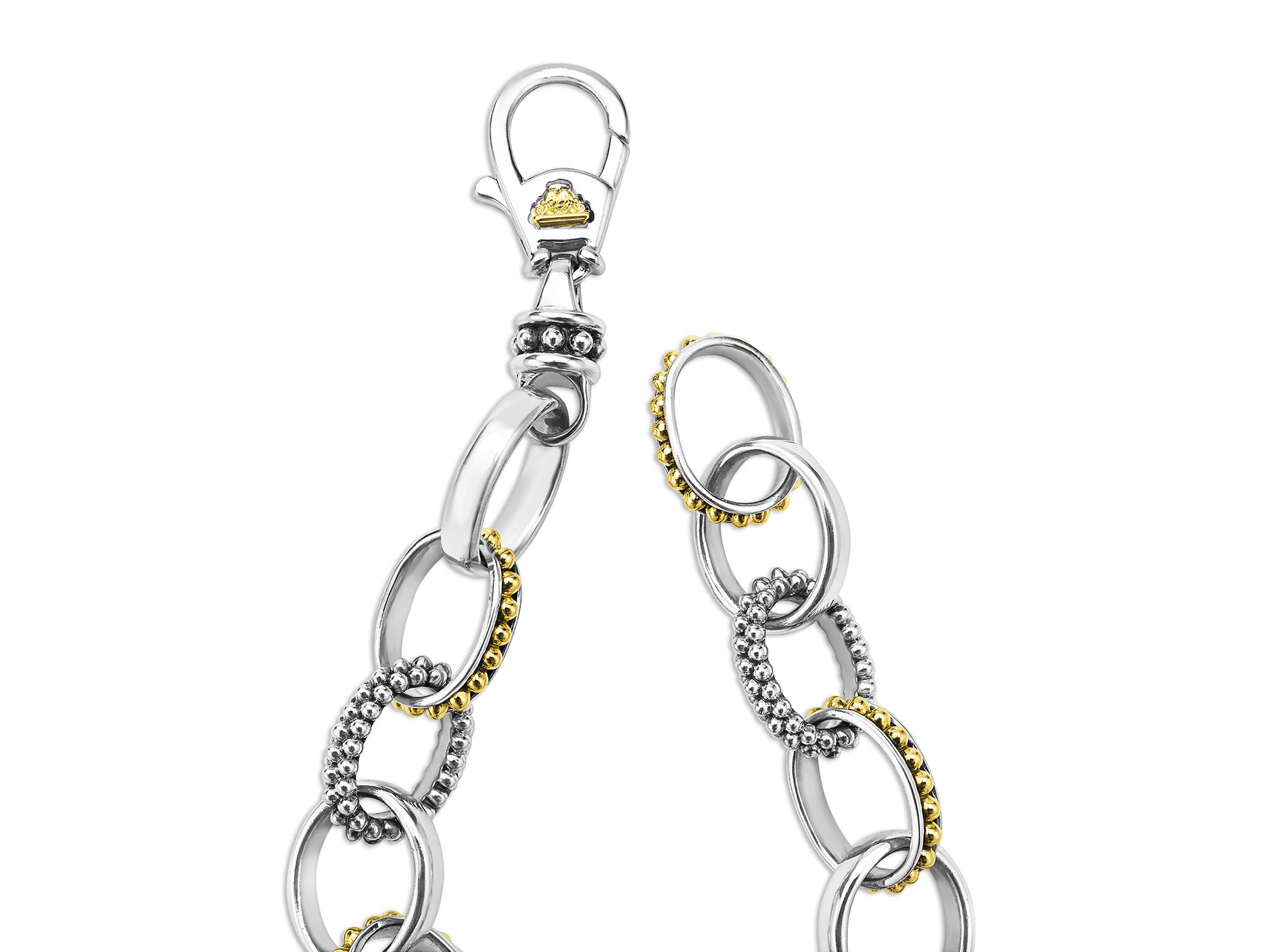 18K Yellow Gold & Sterling Signature Caviar Bead Link Bracelet — Image 3