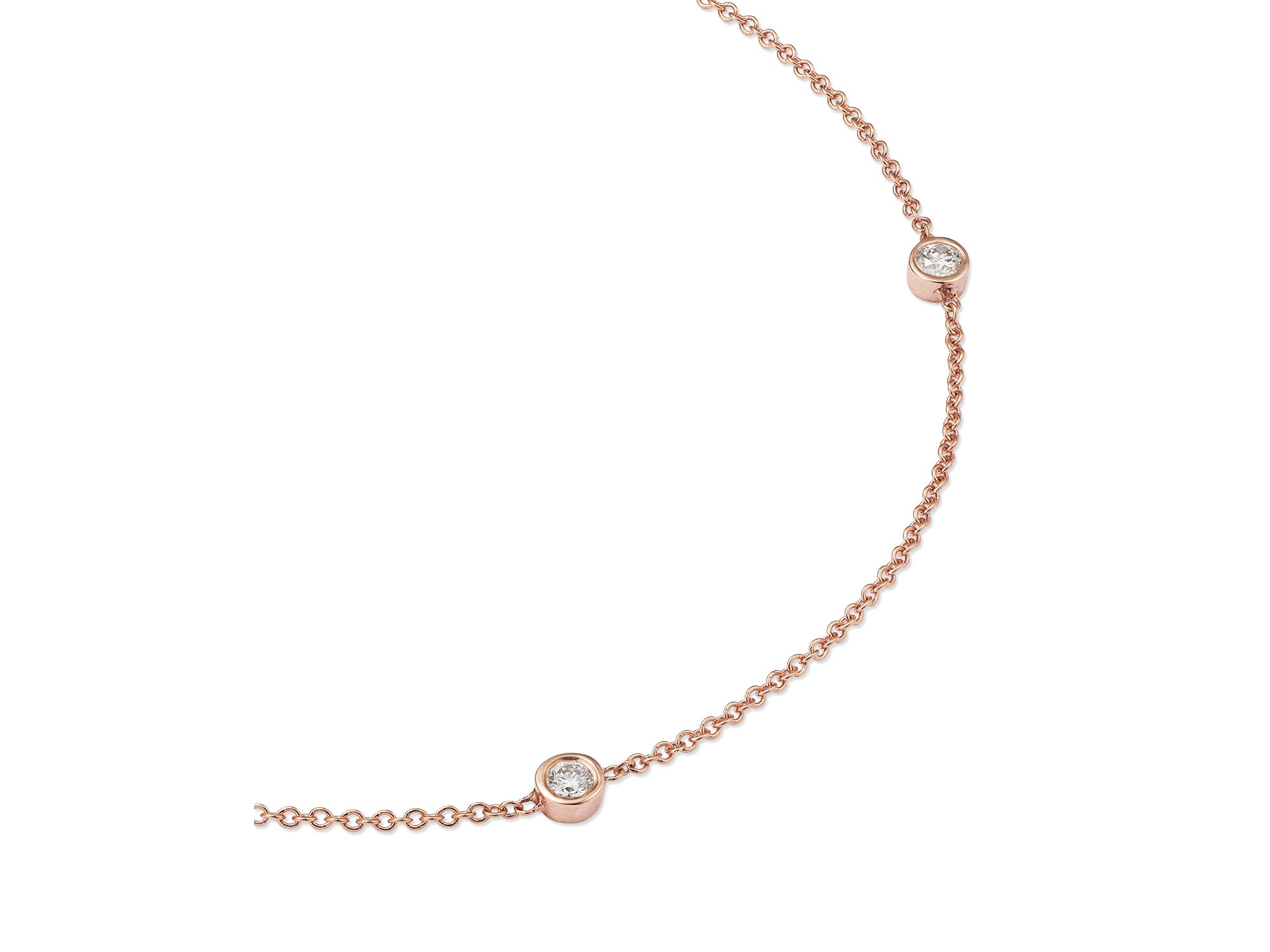 Diamond Bezel Ankle Bracelet in 14K Rose Gold, 0.20 tcw — Image 3
