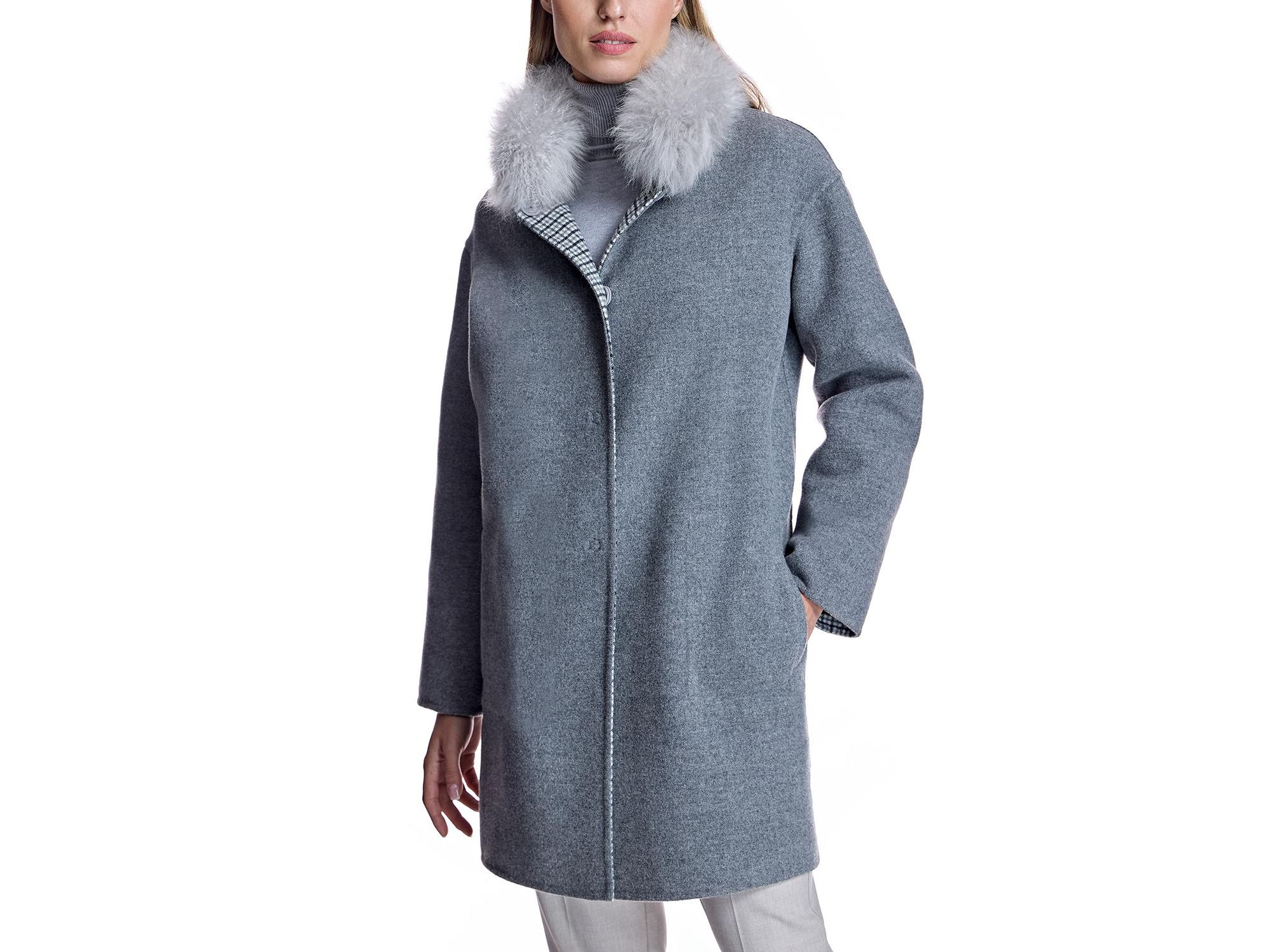 Reversible Check Woolblend Coat — Image 6