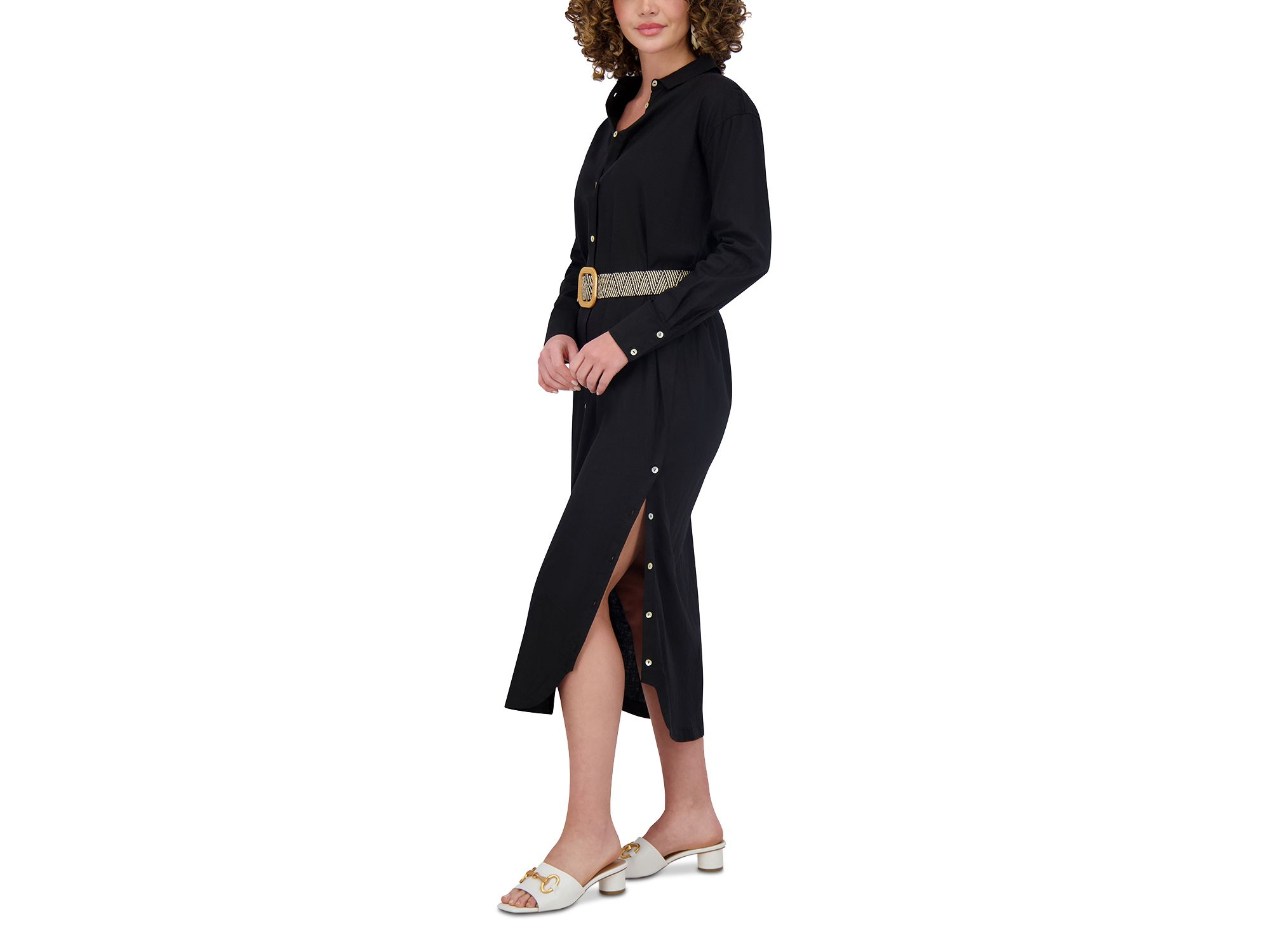Linen Blend Shirt Dress — Image 3
