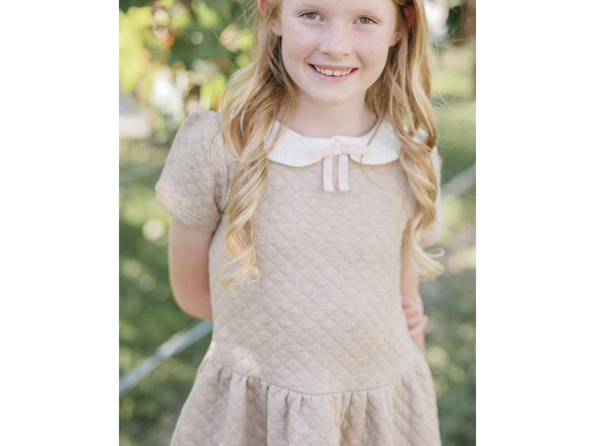 Girls' Short Sleeve Quilted Dress with Eyelet Collar - Little Kid, Big Kid — Image 5