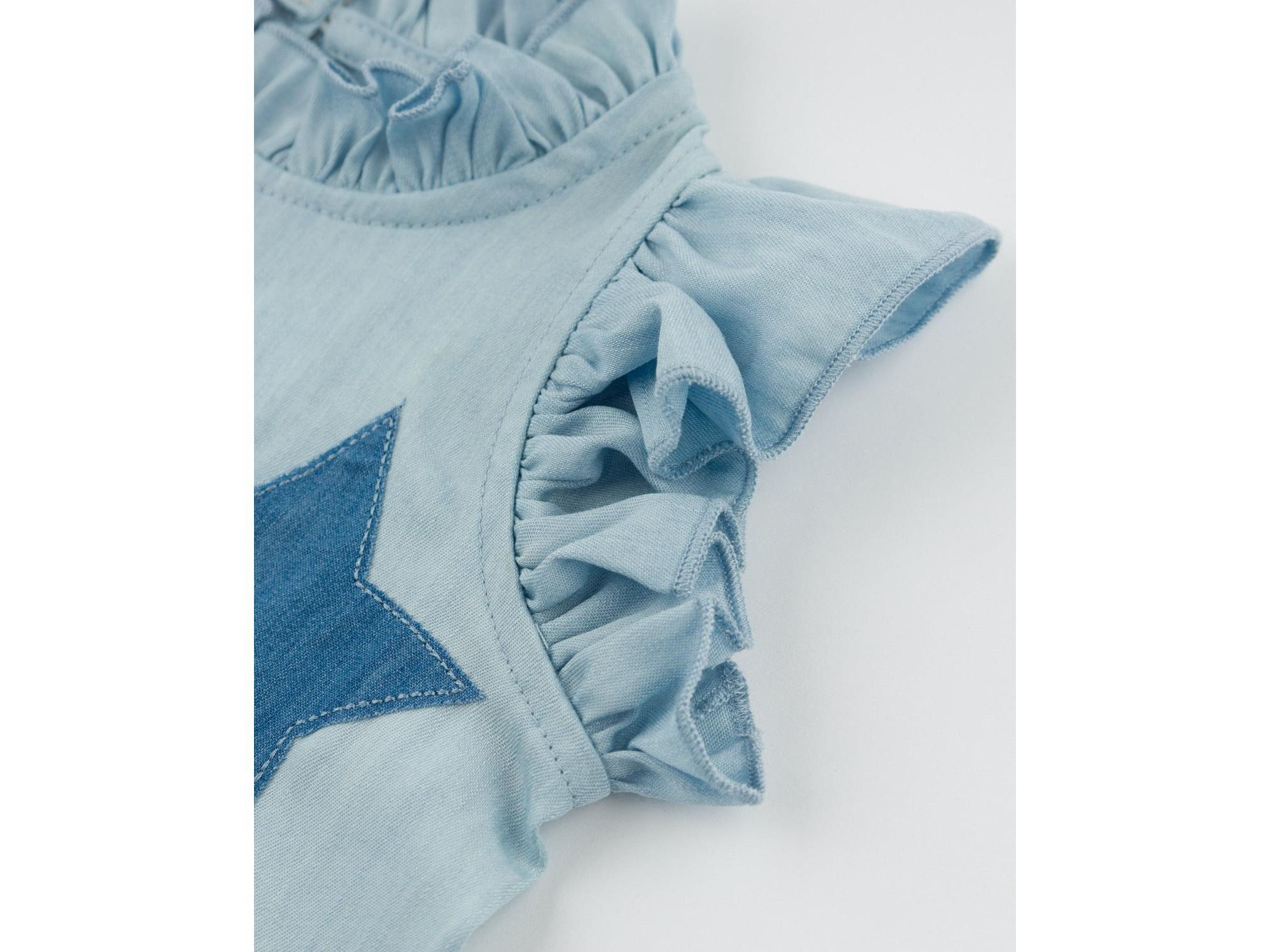 Girls' Lola Stars Applique with Ruffle Lyocell Denim Blouse - Baby, Little Kid — Image 3