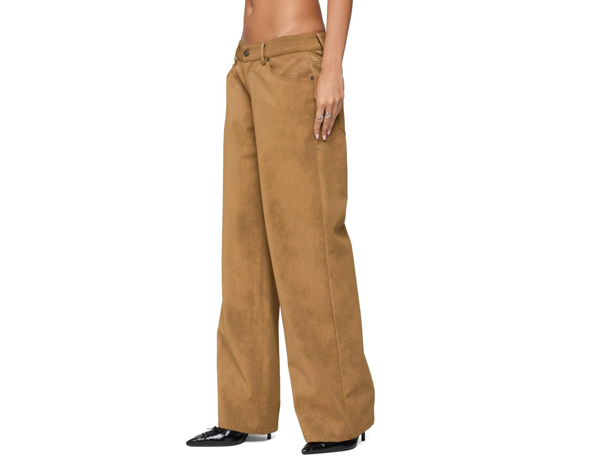 Stacey Low Rise Faux Suede Pants — Image 4